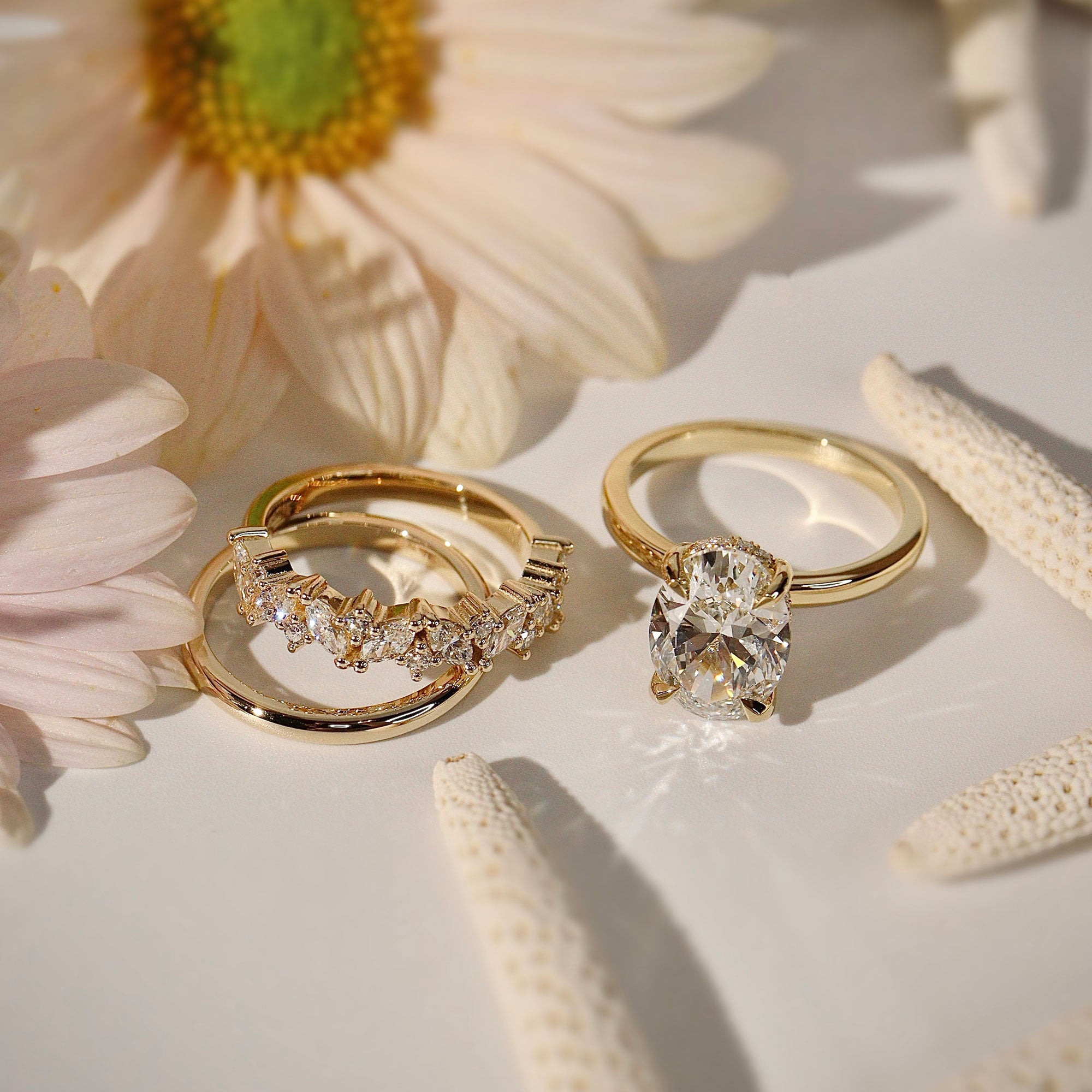 Chloe Oval Hidden Halo Engagement Ring, Moissanite/Lab Grown Diamond