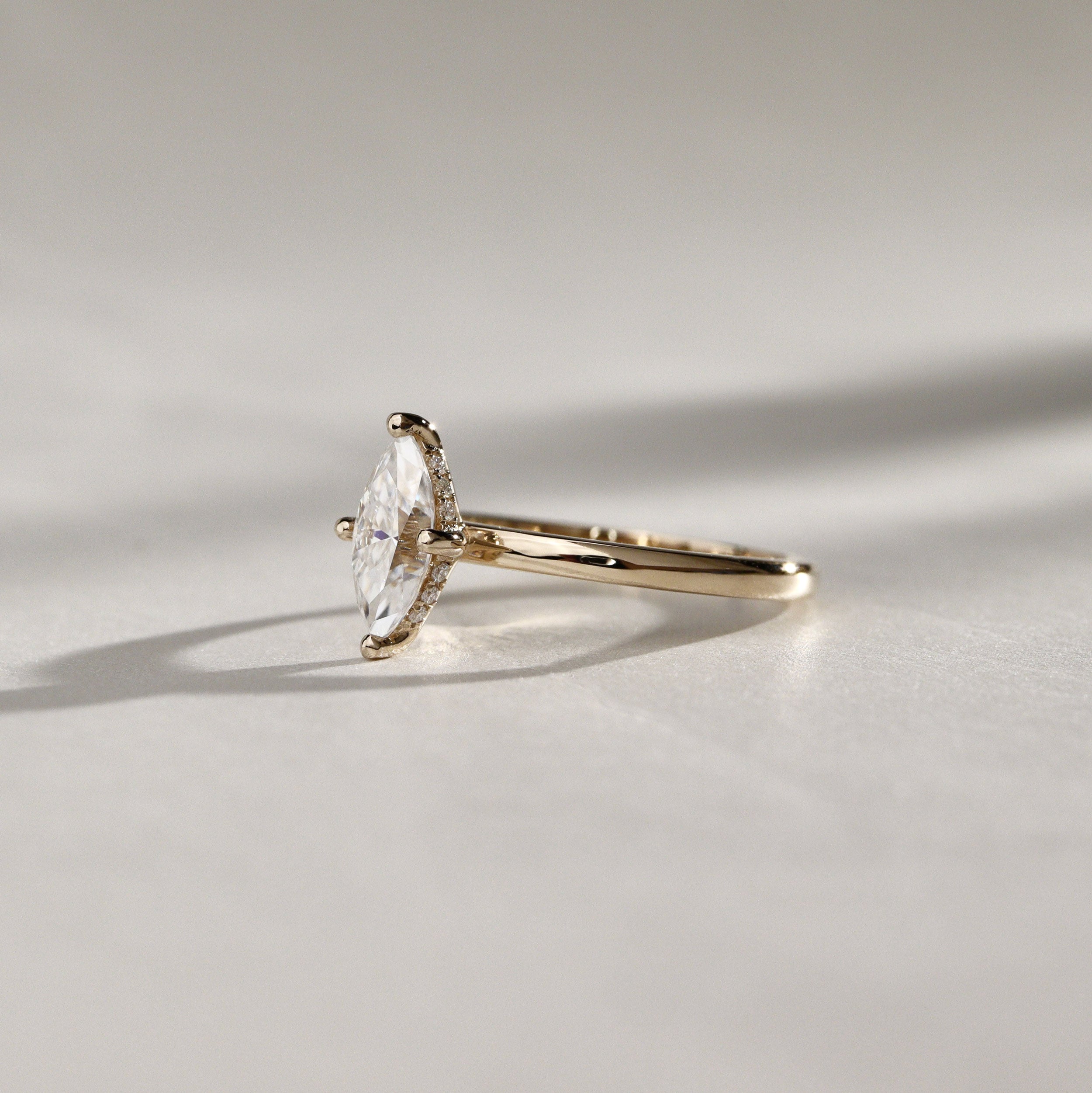 Maisy Marquise Solitaire Engagement Ring, Compass Oriented Prongs