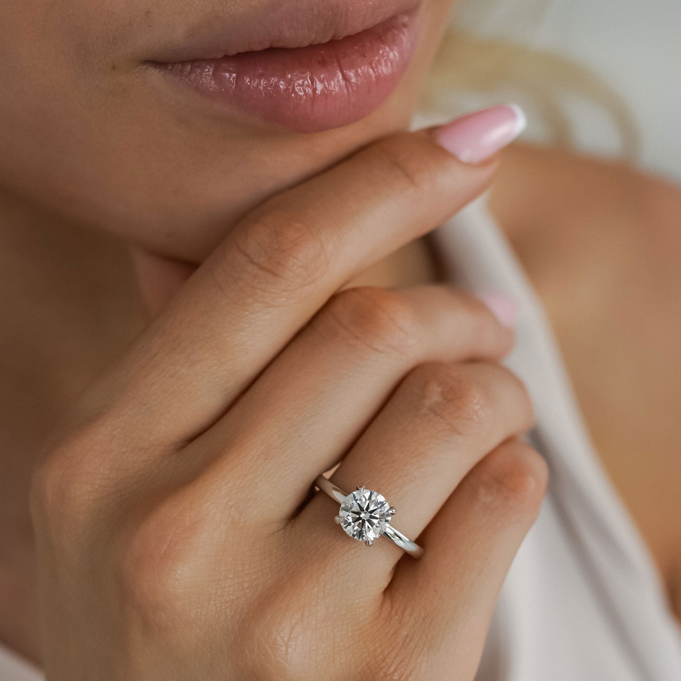 Chloe Round Cut Hidden Halo Engagement Ring, Moissanite/Lab Grown Diamond