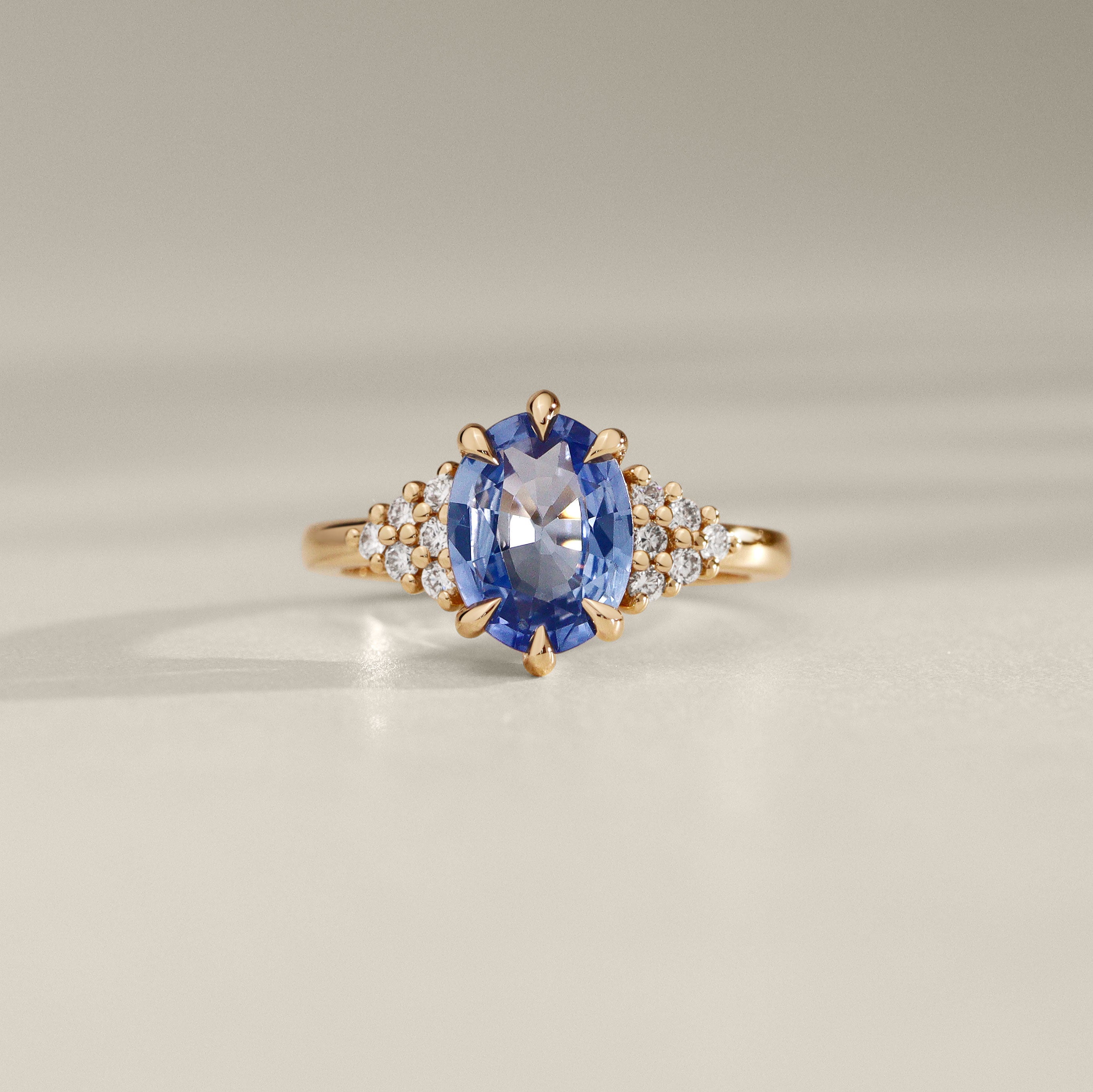 Emma Oval Natural Blue Sapphire Engagement Ring