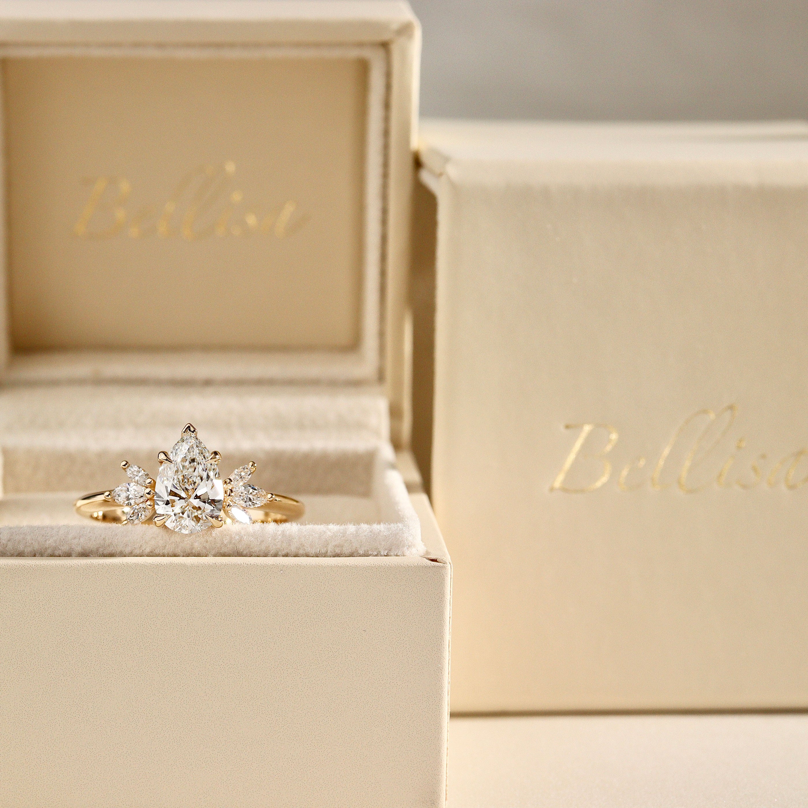 Wings of Love Engagement Ring, Pear Brilliant With Marquise