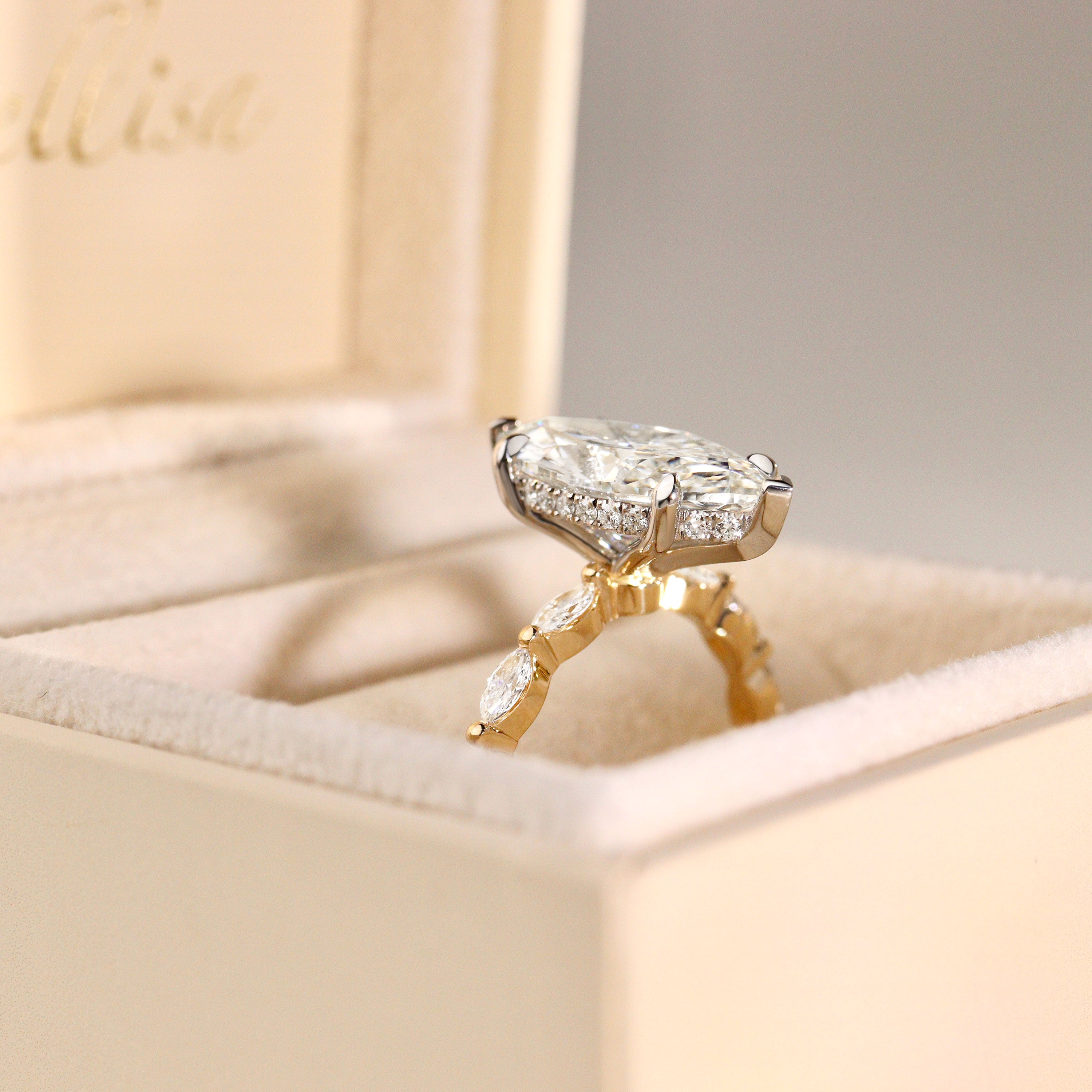 Avery Marquise Cut Hidden Halo Engagement Ring, Marquise Band