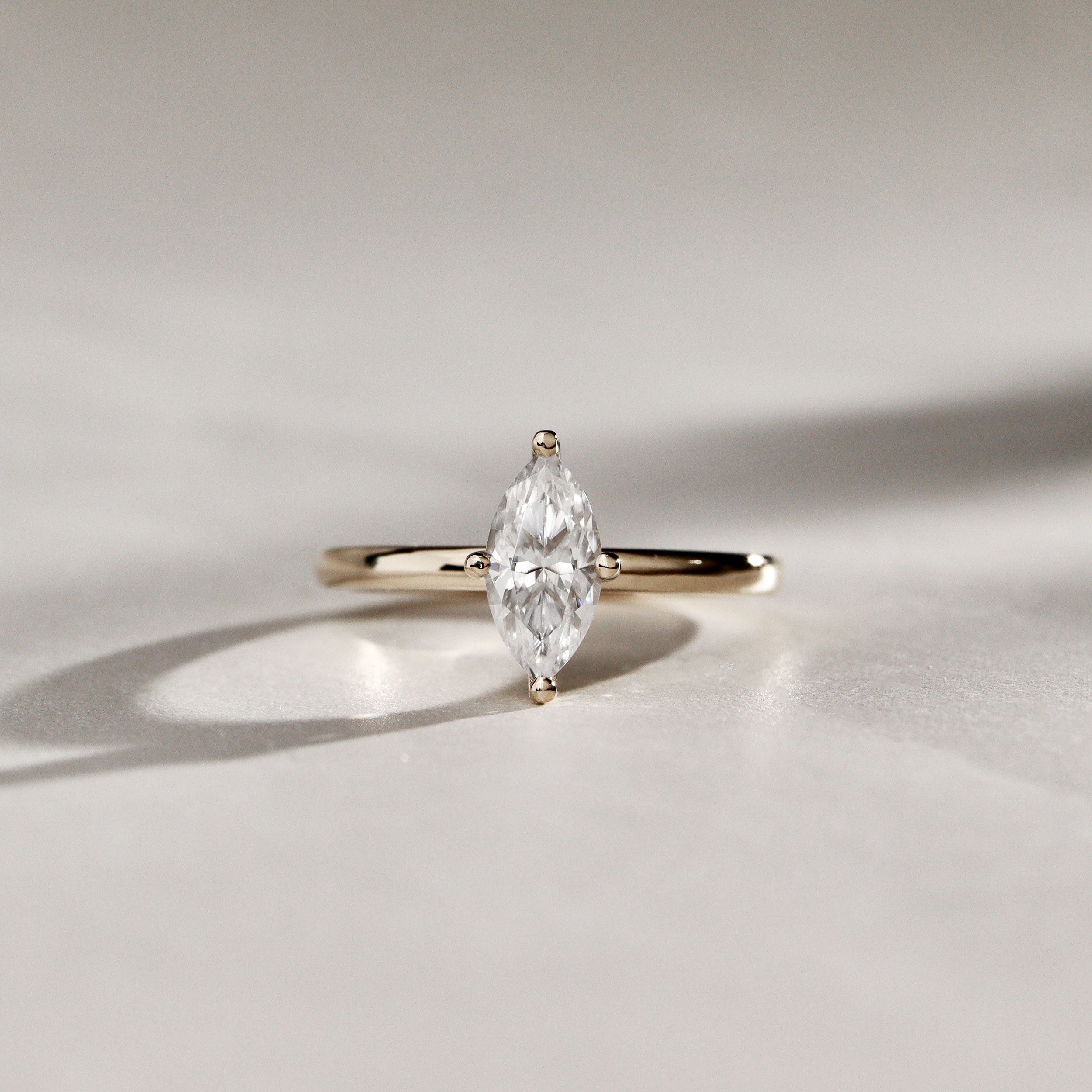 Maisy Marquise Solitaire Engagement Ring, Compass Oriented Prongs