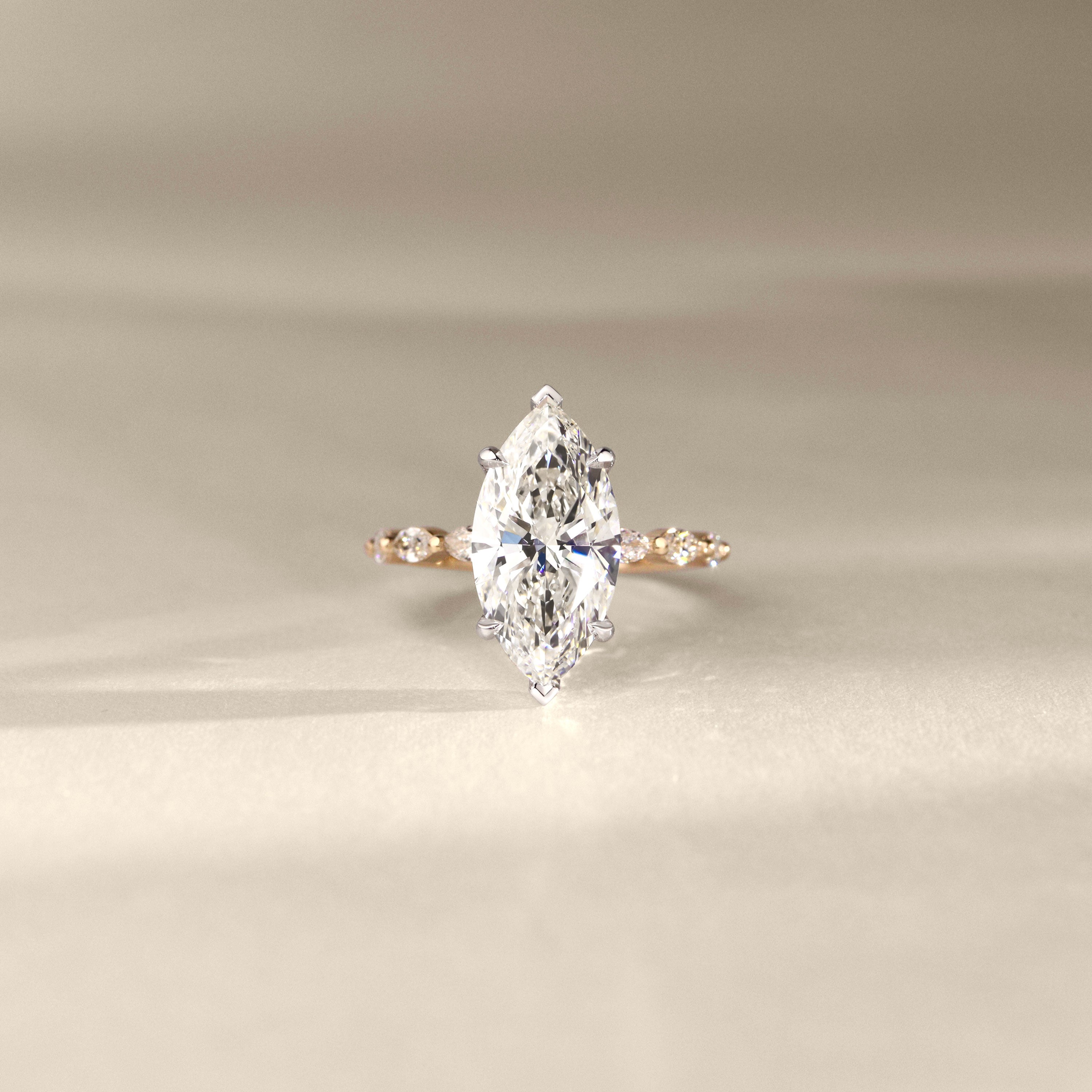 Avery Marquise Cut Hidden Halo Engagement Ring, Marquise Band