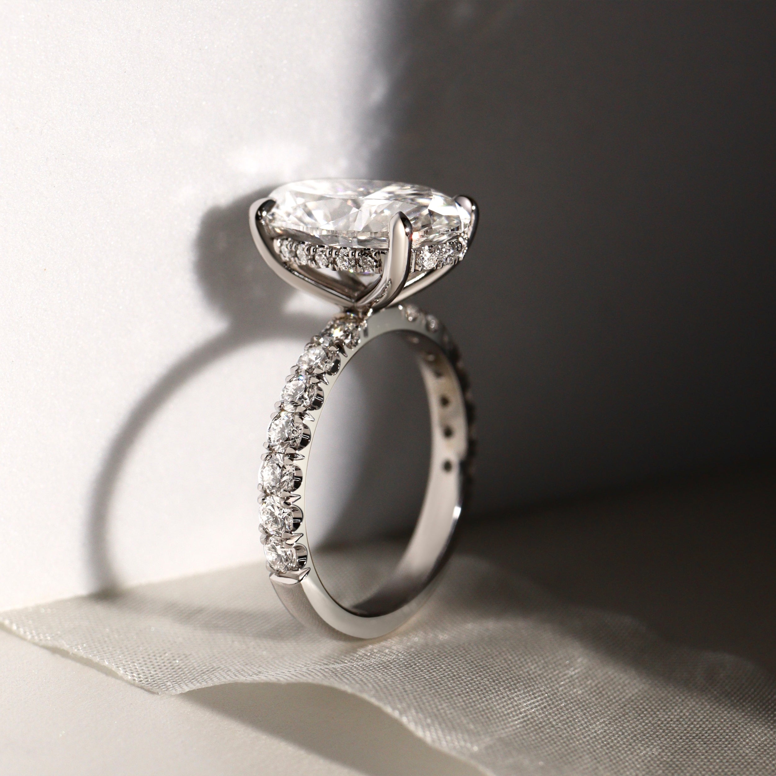 Chloe Oval Hidden Halo Engagement Ring, Moissanite/Lab Grown Diamond