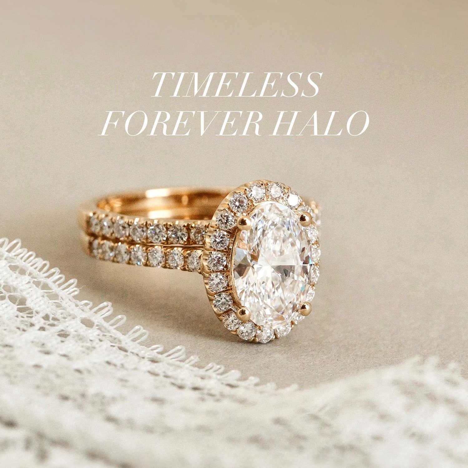 Emily Forever Halo Engagement Ring, Oval Cut With Pavé
