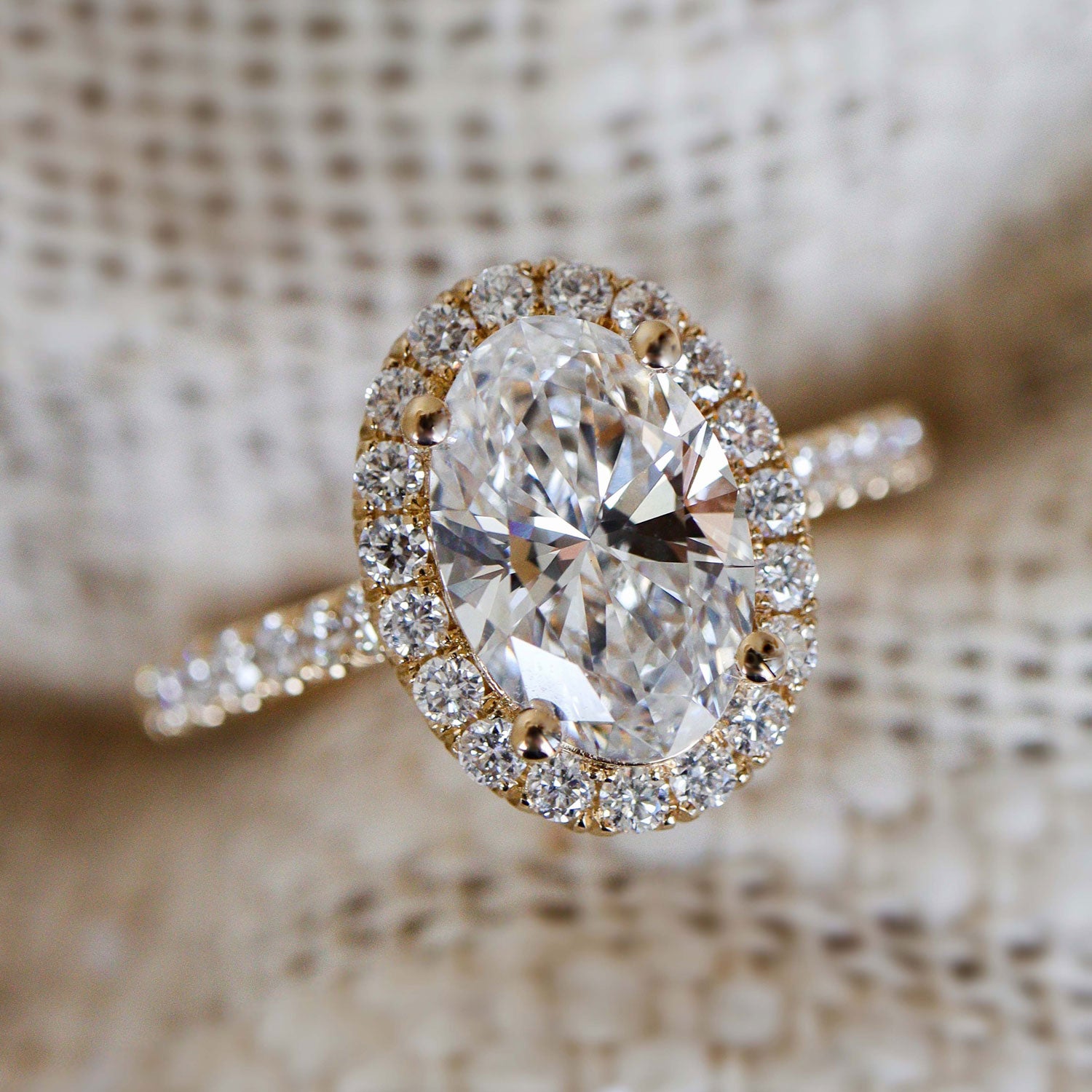 Emily Forever Halo Engagement Ring, Oval Cut With Pavé