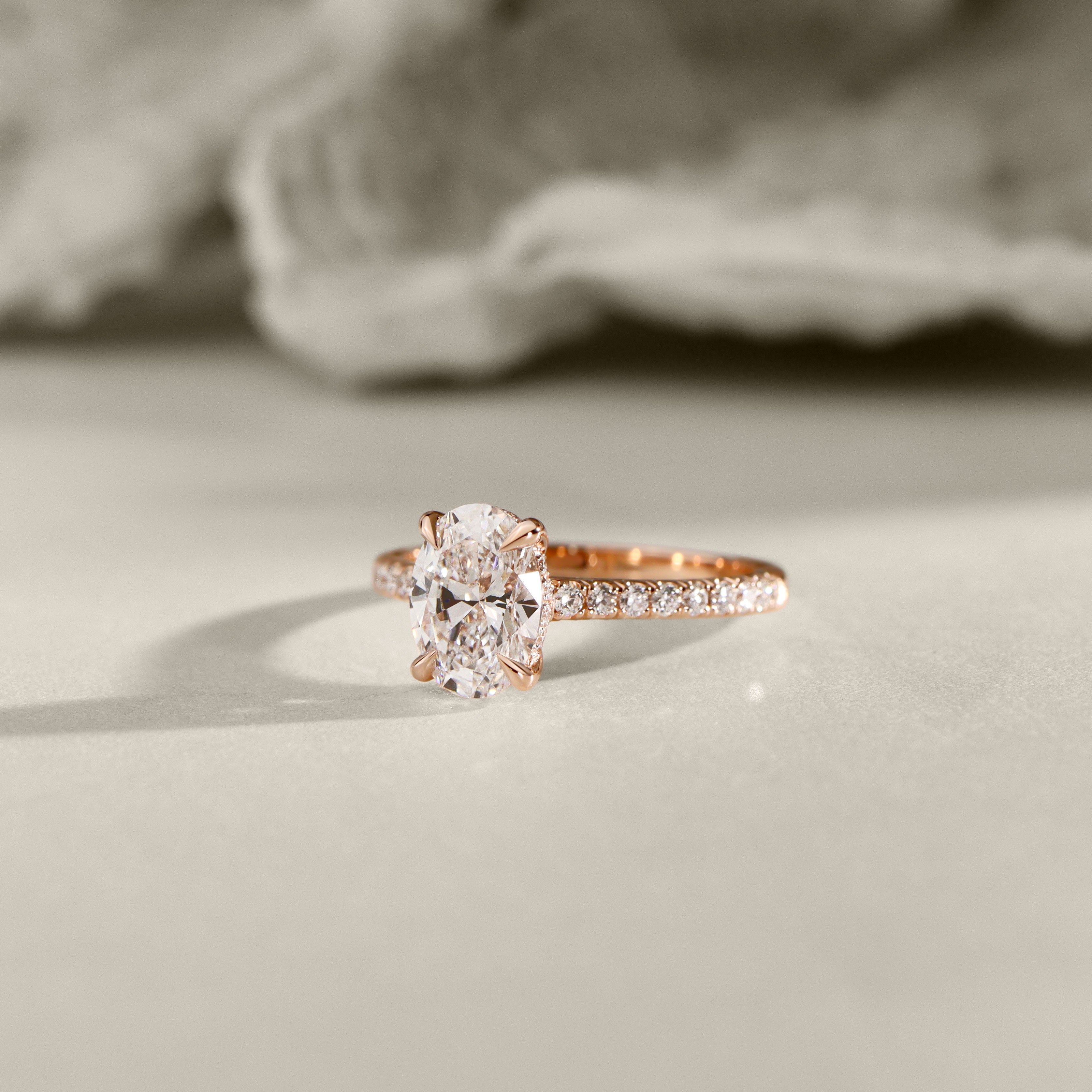 Customization - Lab Diamond Riley Oval Hidden Halo Engagement Ring, w/ Euro Shank