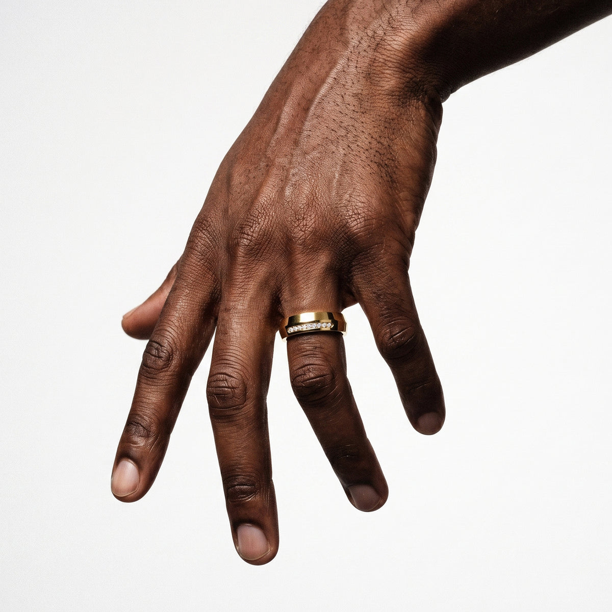5.5mm Pavé Knife Edge Forever Wedding Band, 14k Gold