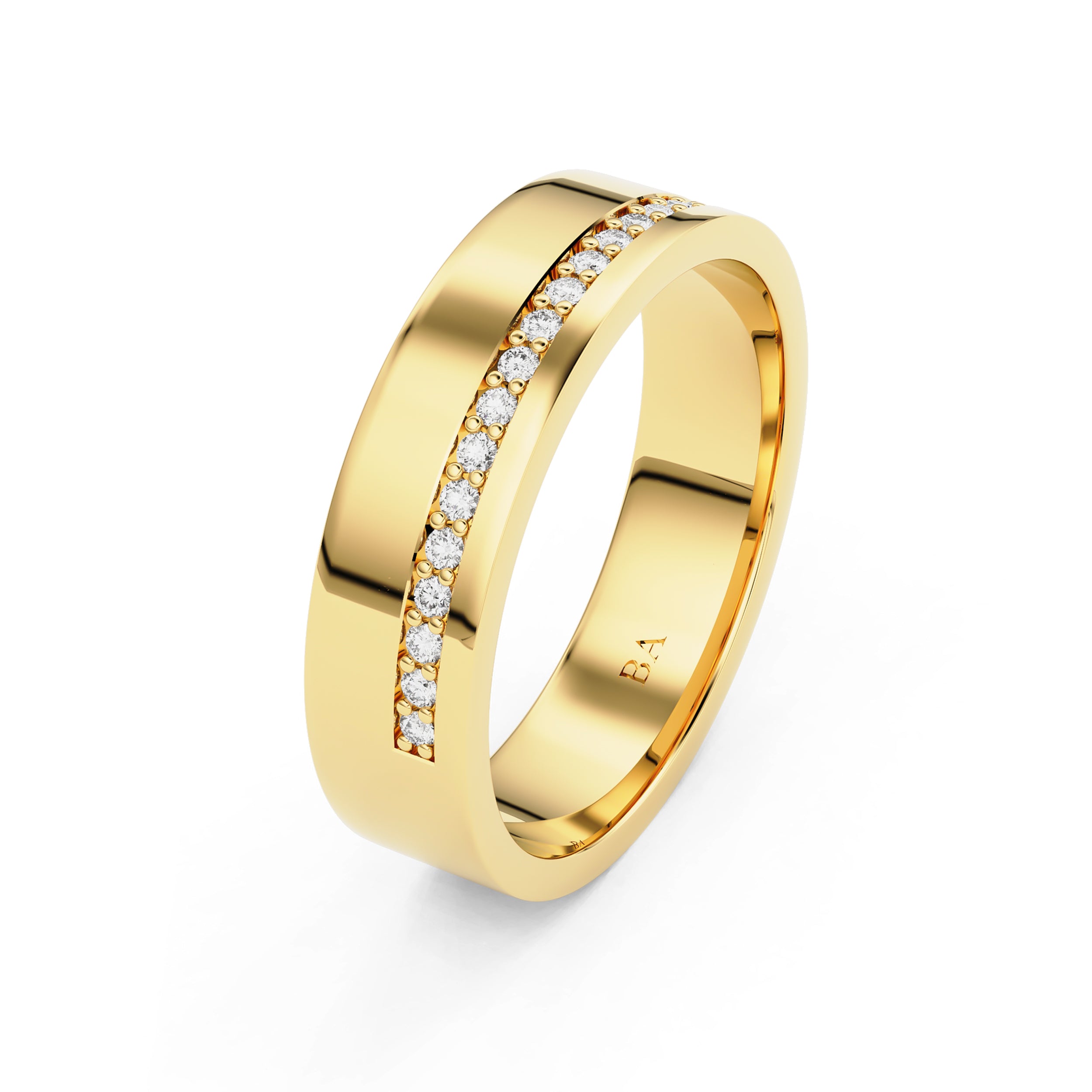 5.5mm Half Pavé Forever Wedding Band, 14k Gold