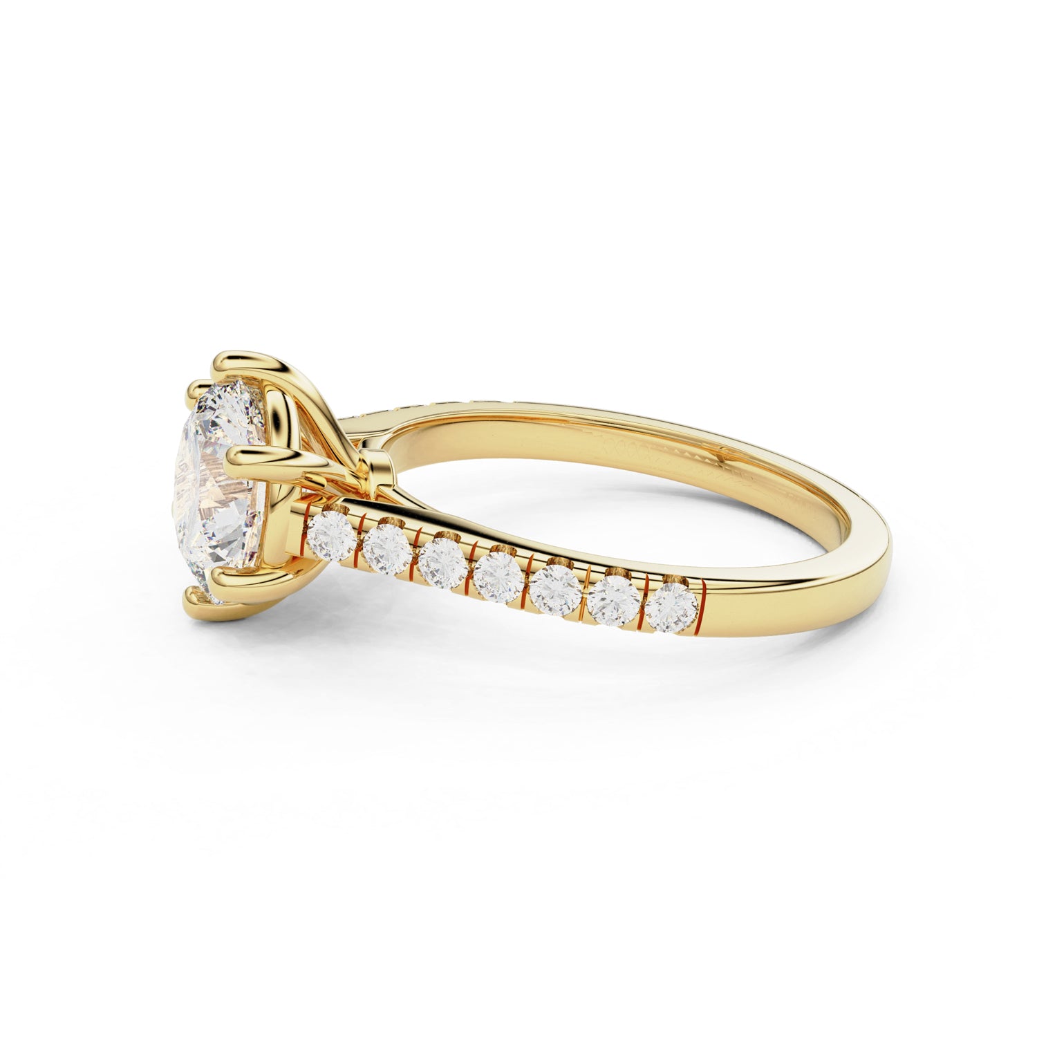 Jasmine 6 Claw Cathedral Round Engagement Ring, Moissanite/Lab Grown Diamond