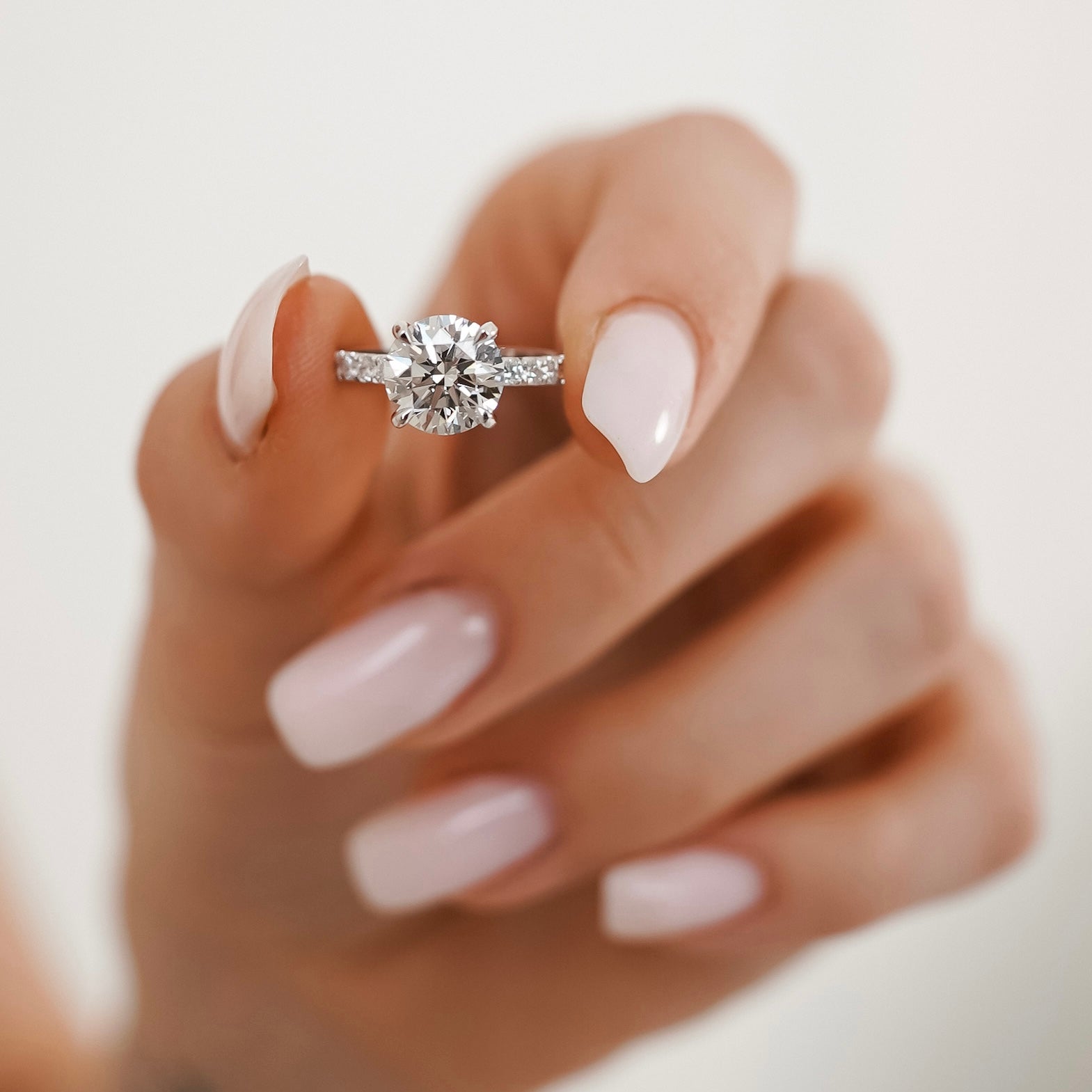 Riley Round Hidden Halo Engagement Ring, Moissanite/Lab Grown Diamond