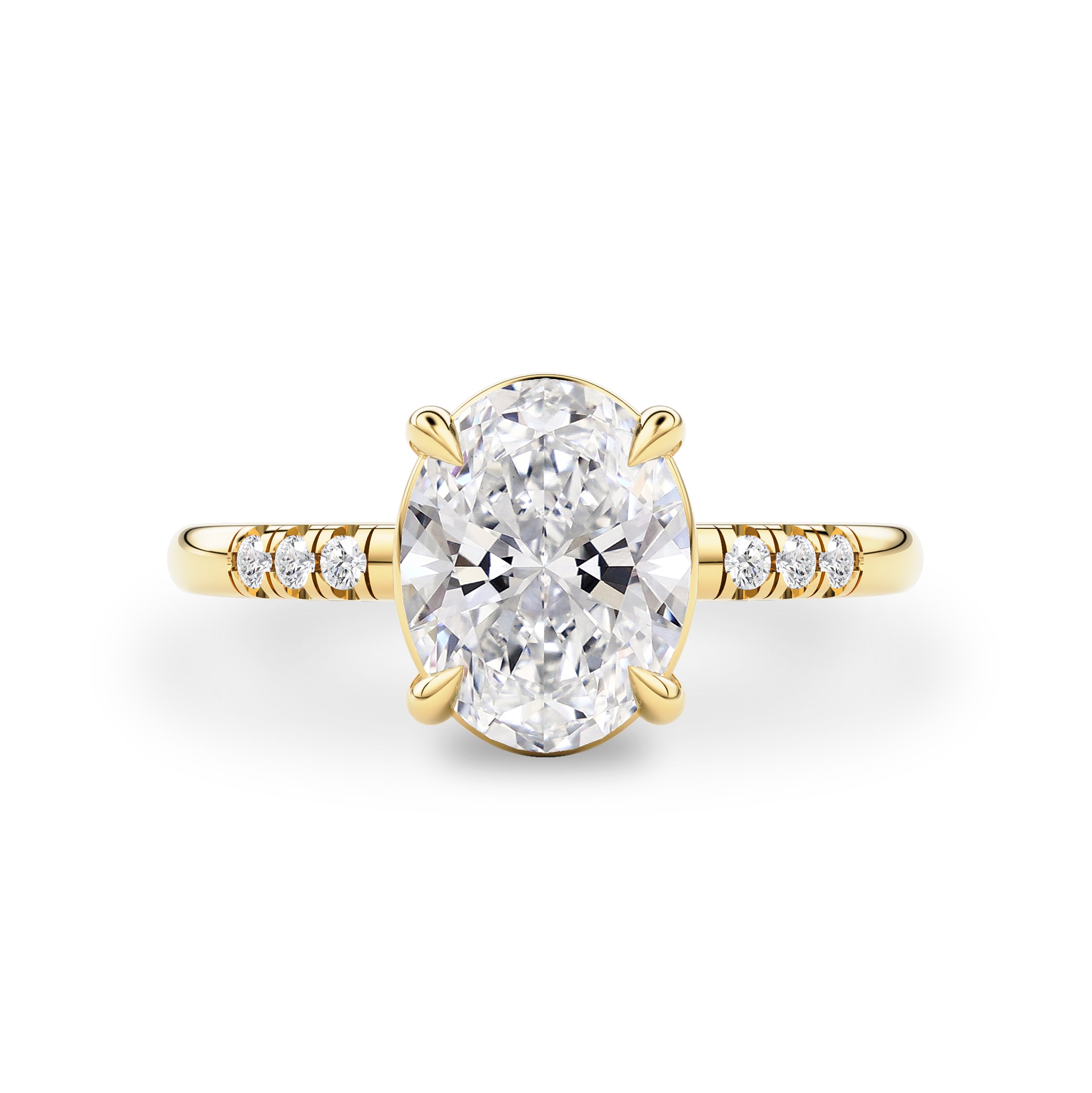 Eternal Dream Oval Pavé Engagement Ring, Moissanite/Lab Diamond