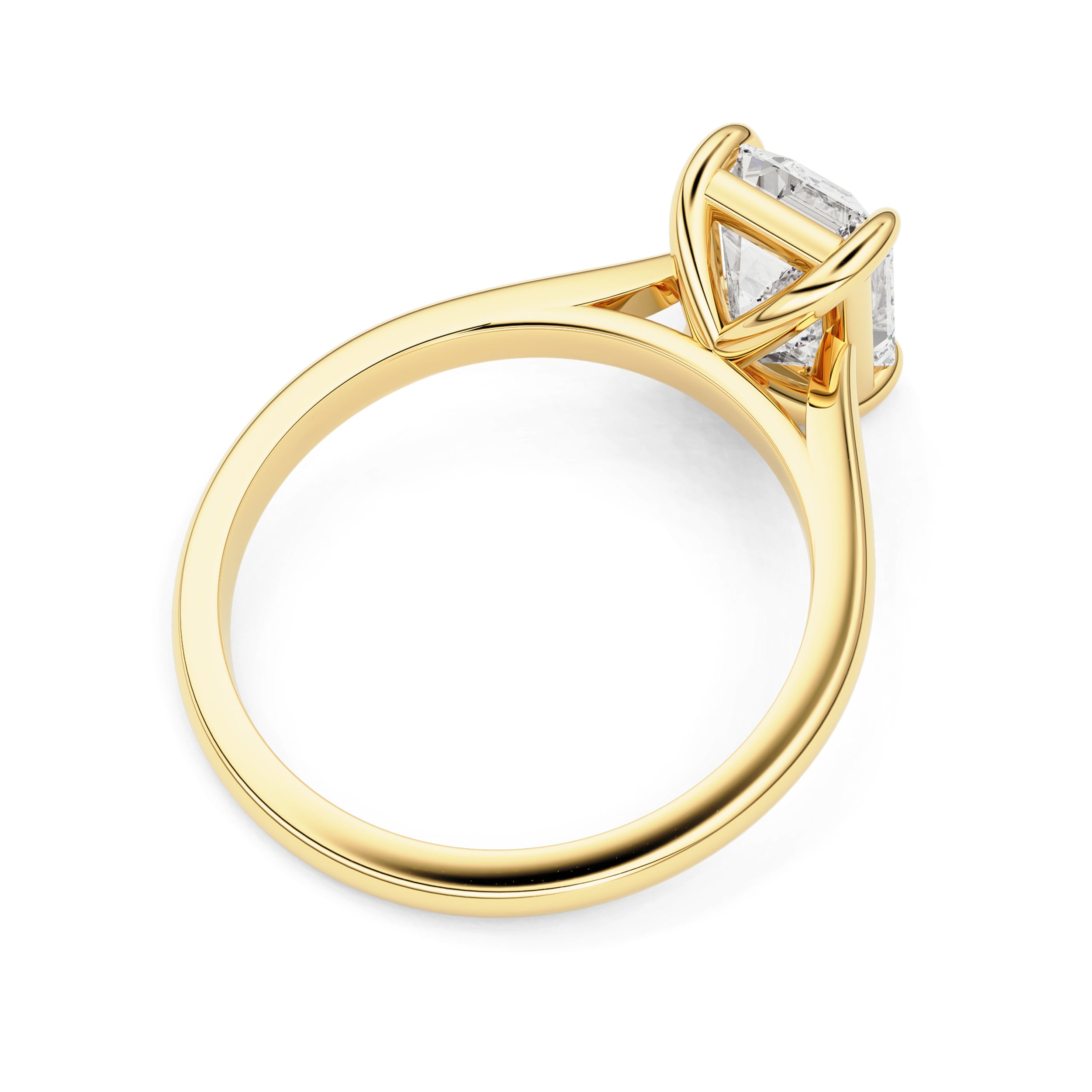Ava Emerald Cut Solitaire Cathedral Engagement Ring, Moissanite/Lab Grown Diamond