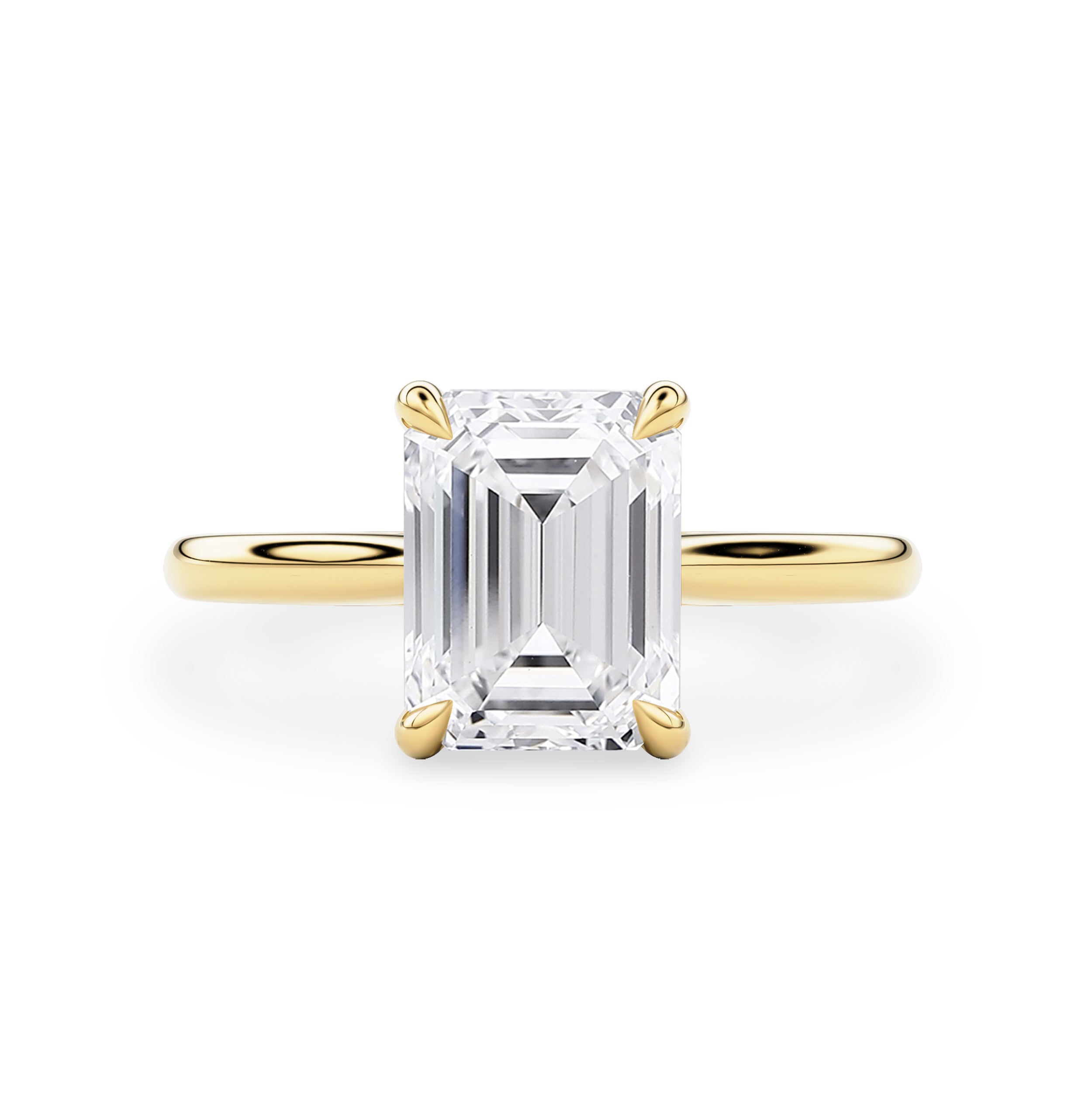 Ava Emerald Cut Solitaire Cathedral Engagement Ring, Moissanite/Lab Grown Diamond