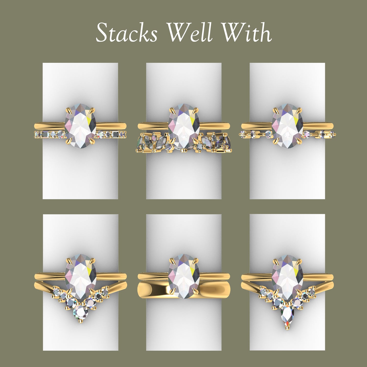 Ivy Oval Cut Hidden Halo Solitaire Engagement Ring, Cathedral Band