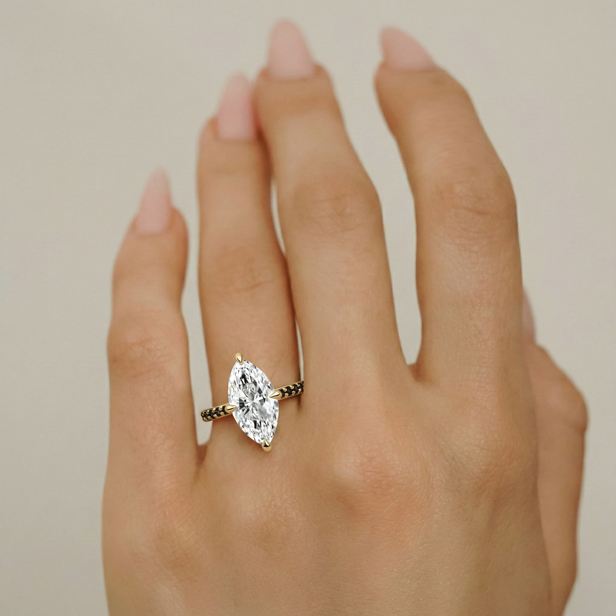 Beloved Marquise Cut Engagement Ring, Compass Oriented Prongs