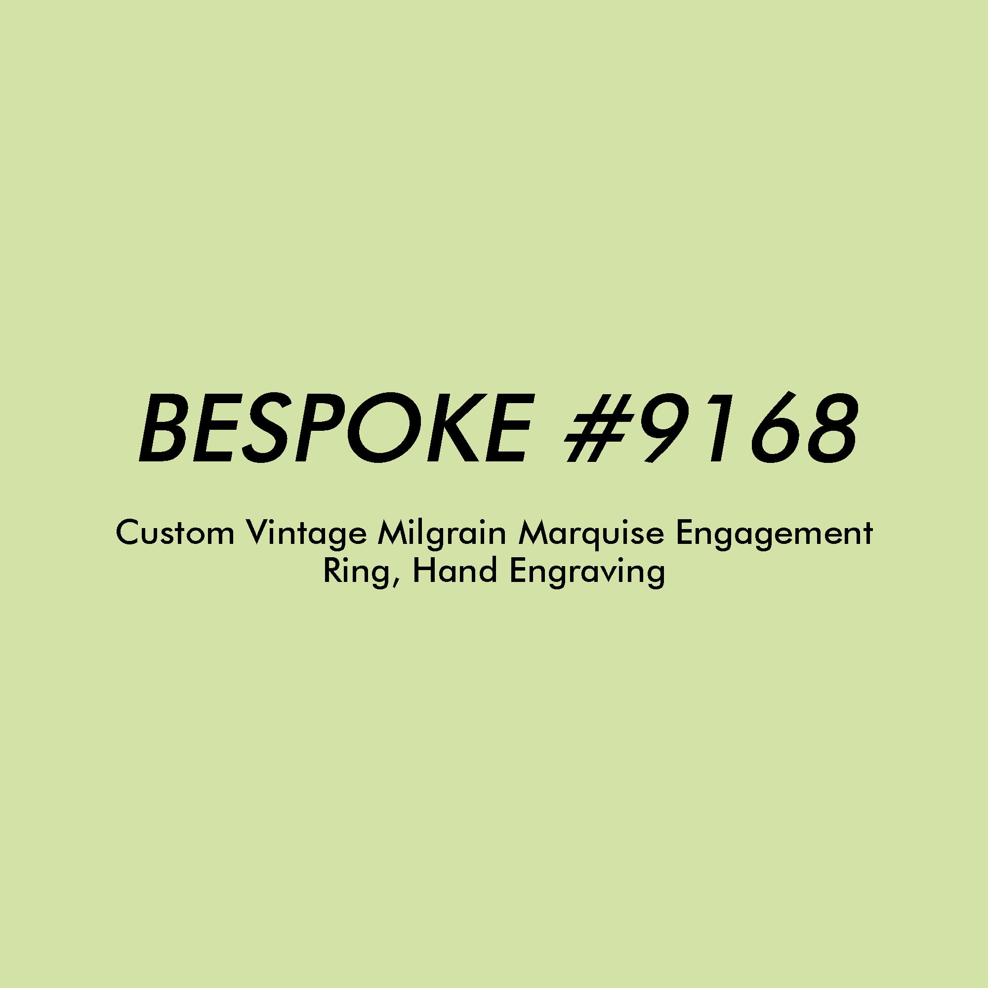 Bespoke #9168 - Custom Vintage Milgrain Marquise Engagement Ring, 3 Side Hand Engraving