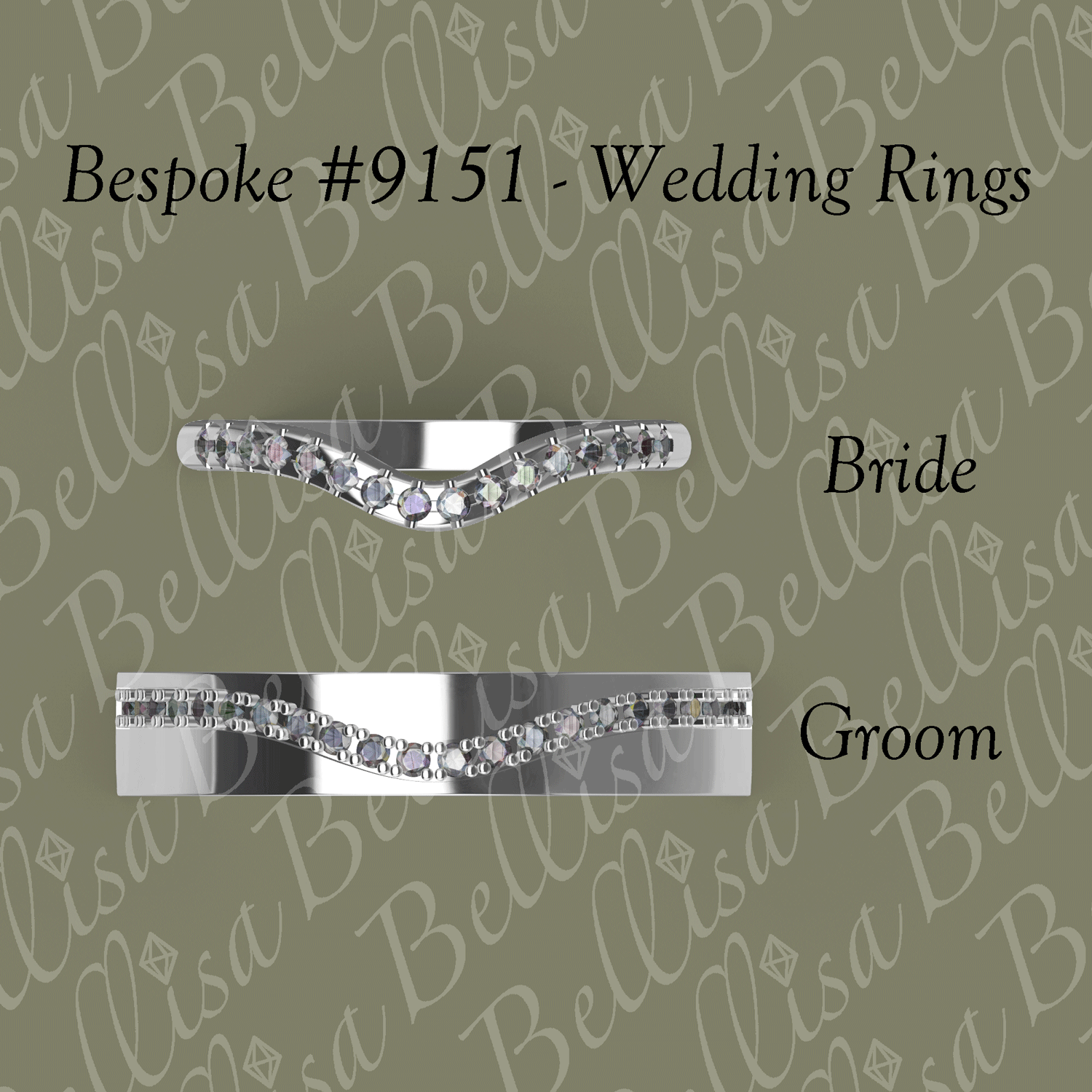 Bespoke #9151 - Bride & Groom Wedding Band Set
