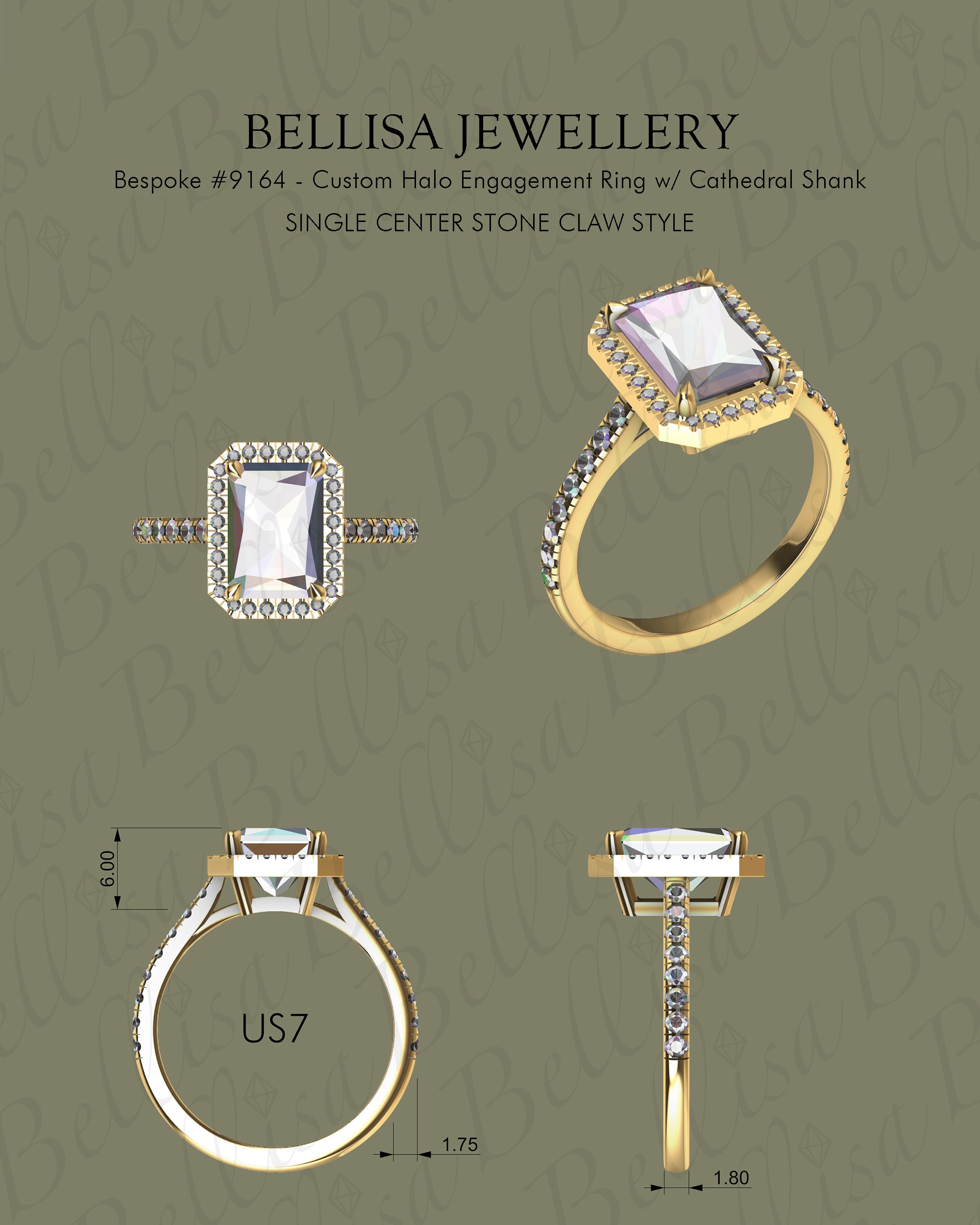 Bespoke #9164 - Custom Halo Engagement Ring w/ Cathedral Shank