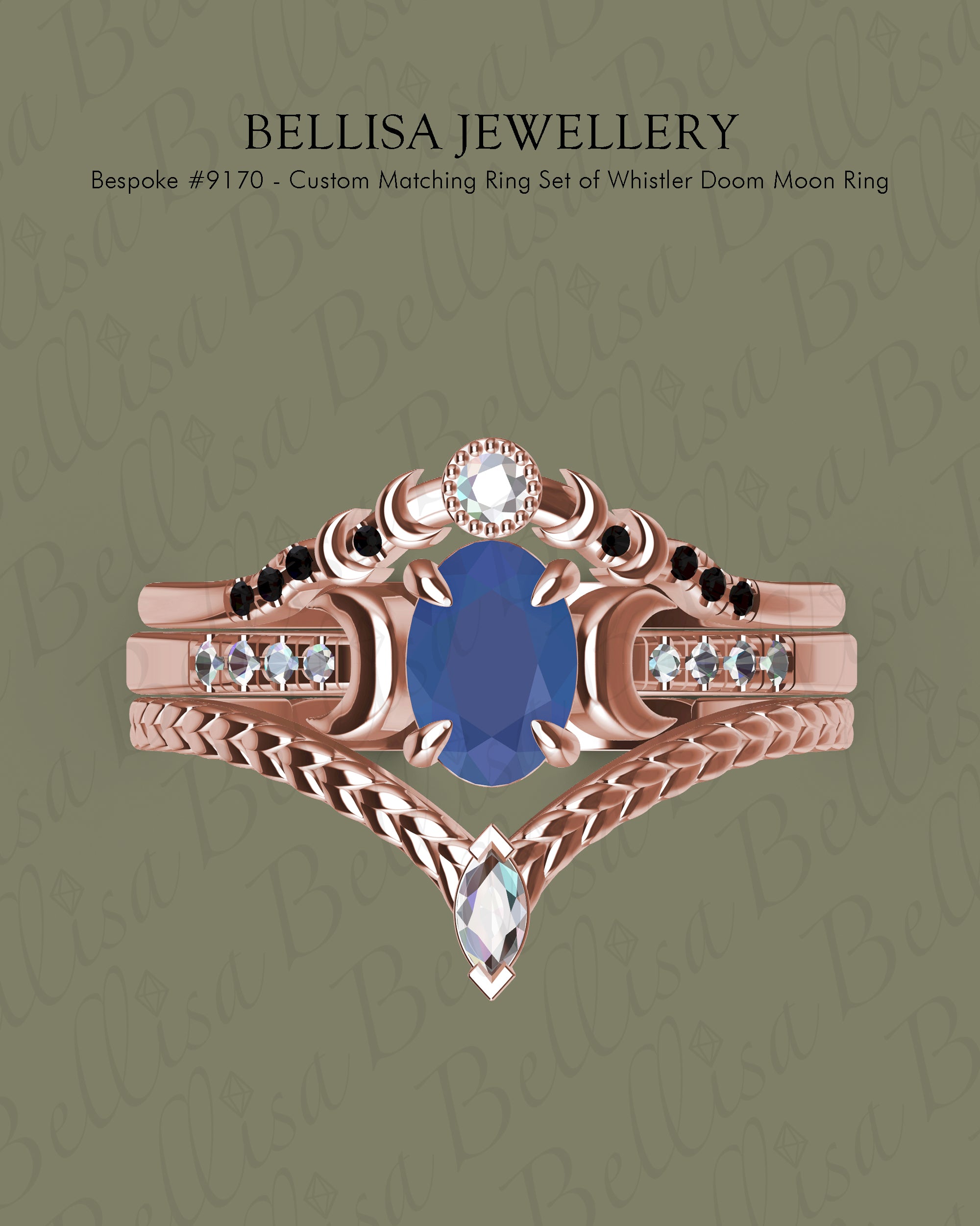 Bespoke #9170 - Custom Matching Ring Set of Whistler Doom Moon Ring
