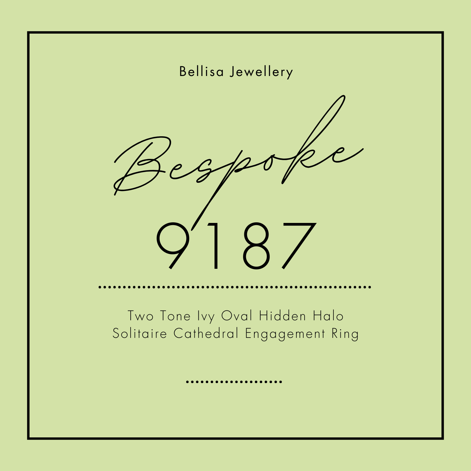 Bespoke #9187 - Two Tone Ivy Oval Hidden Halo Solitaire Cathedral Engagement Ring