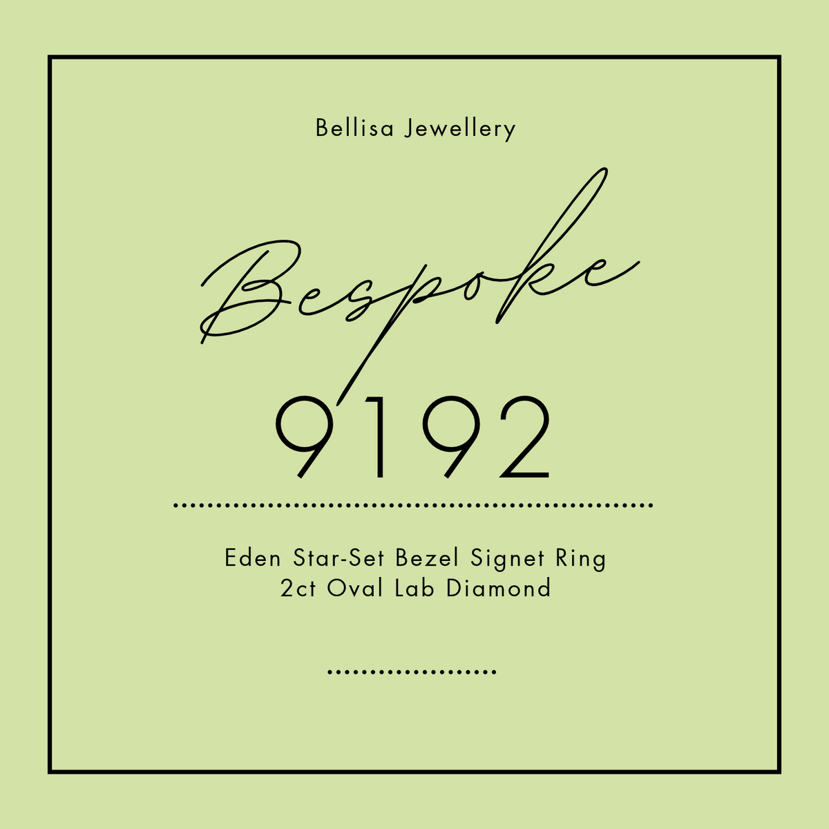 Bespoke #9192 - Eden Star-Set Bezel Signet Ring, 2ct Oval Lab Diamond