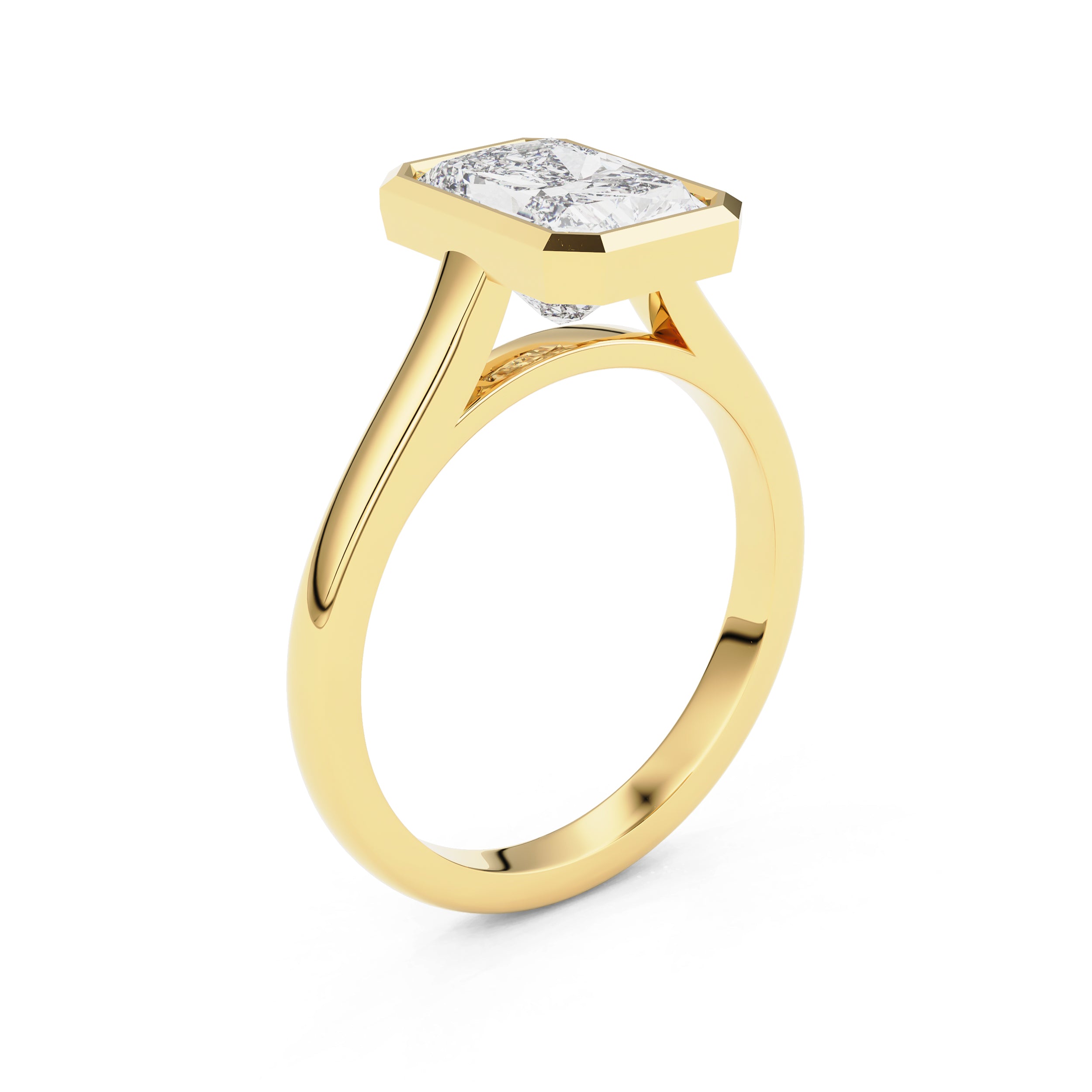 Carmen Radiant Full Bezel Engagement Ring, Moissanite/Lab Diamond