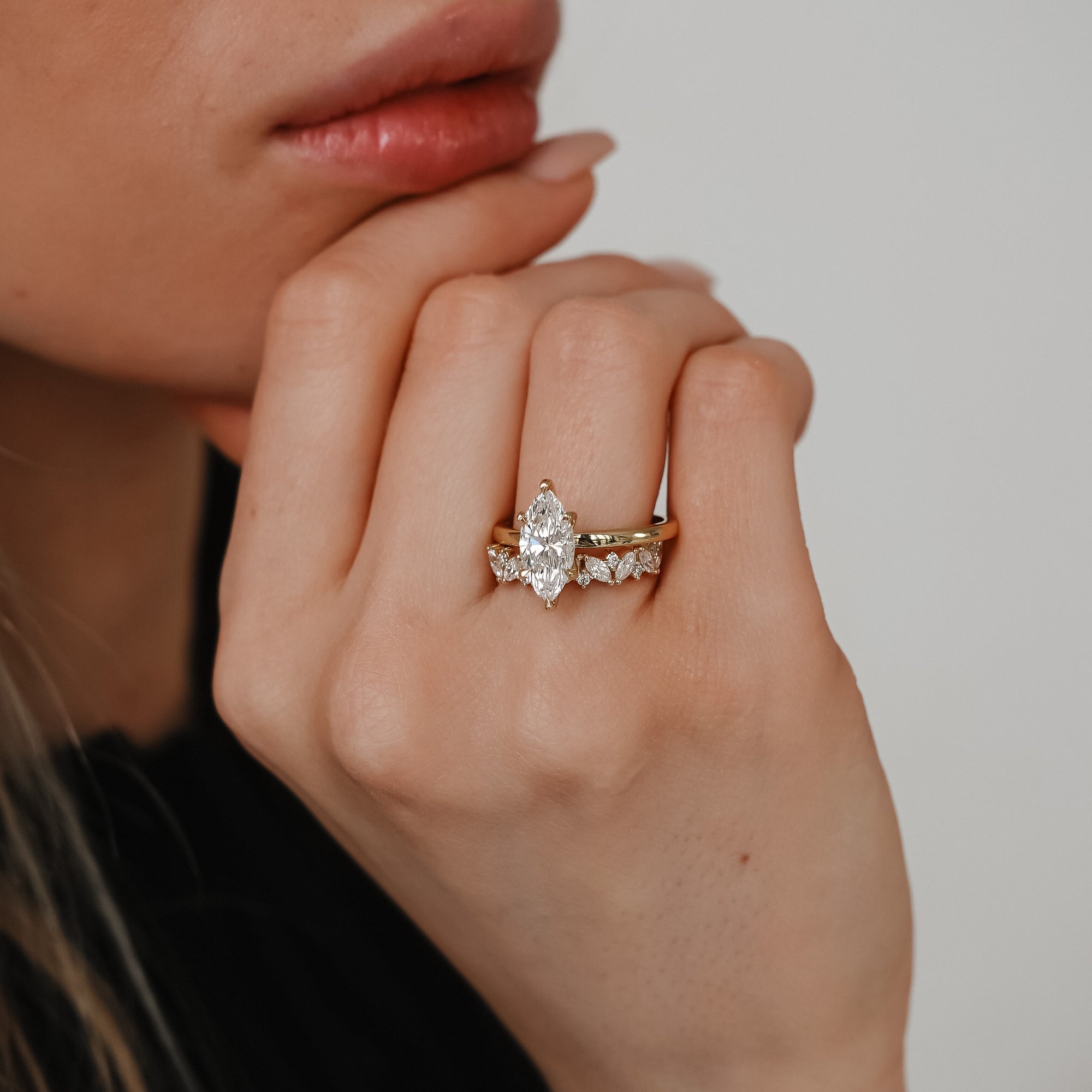 Calista Marquise Cut Solitaire Engagement Ring, Moissanite/Lab Grown Diamond