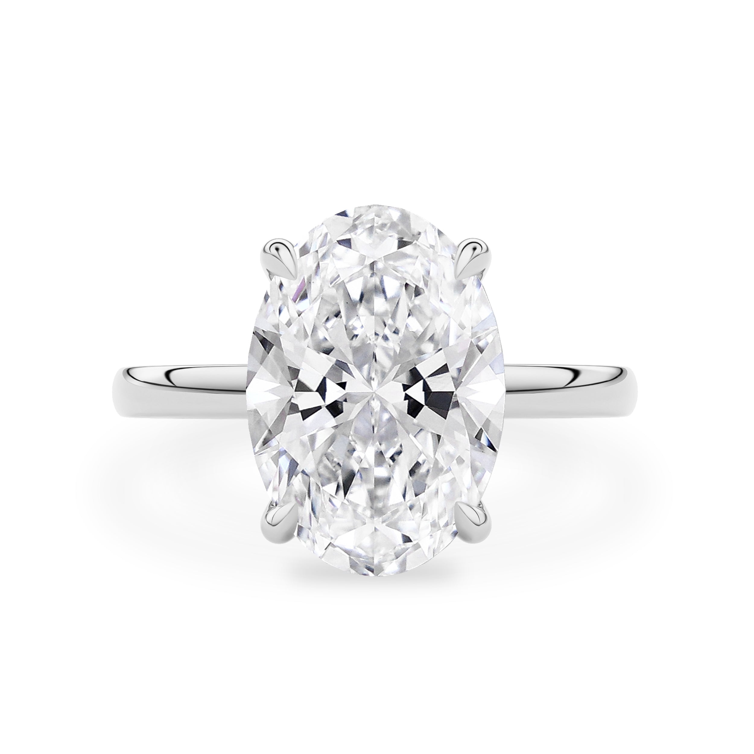 Calista Oval Cut Solitaire Engagement Ring, Moissanite/Lab Grown Diamond