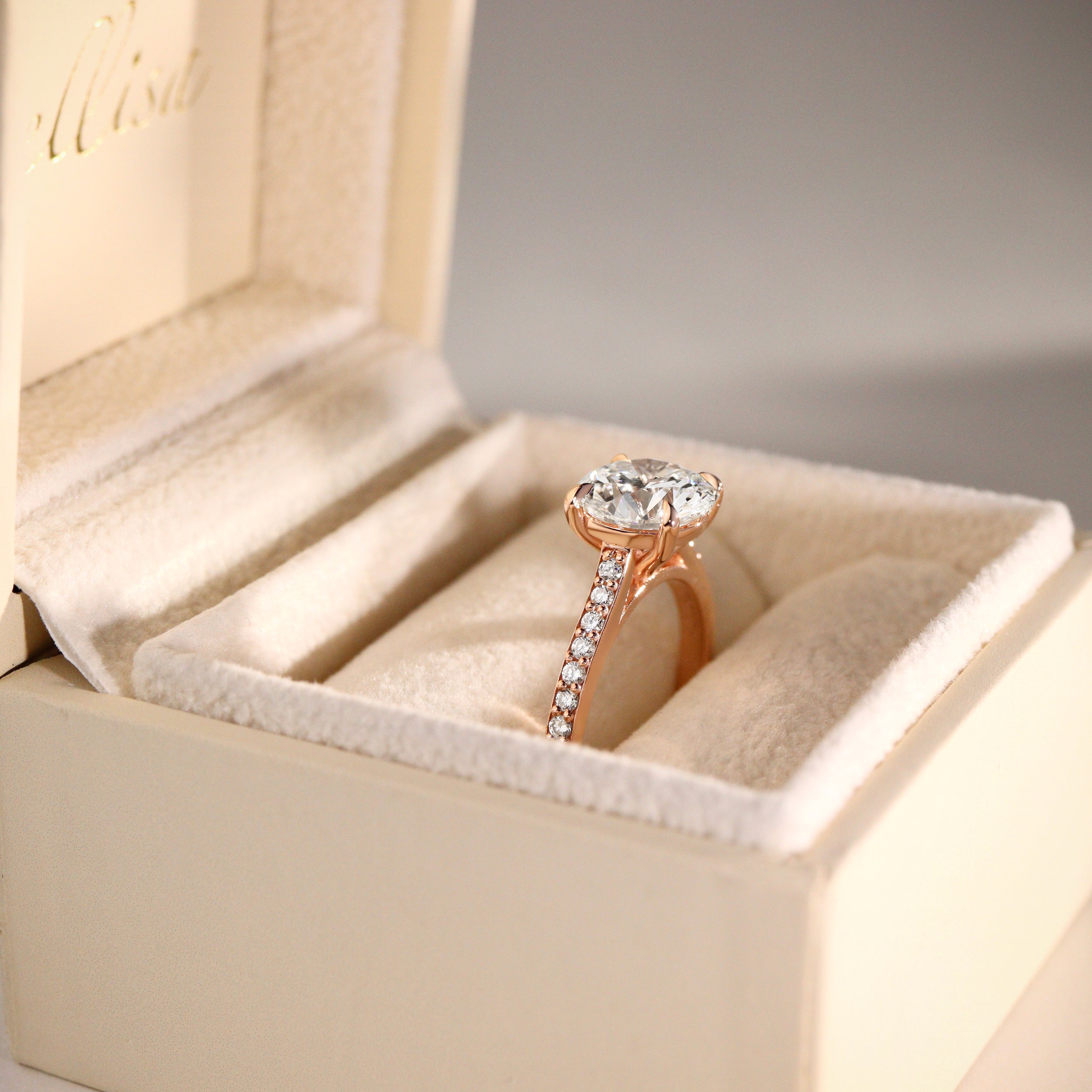 Bespoke #9180 - Round Cathedral Style Engagement Ring Set, 1.7ct Lab Grown Diamond