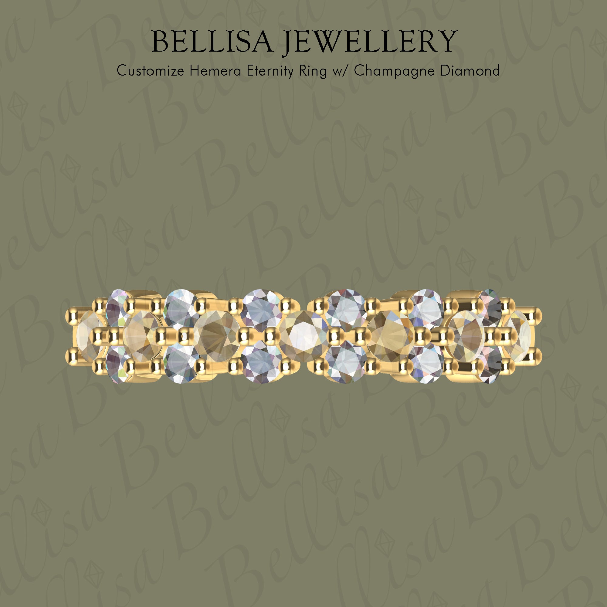 Customize Natural Champagne Diamond Hemera Eternity Ring
