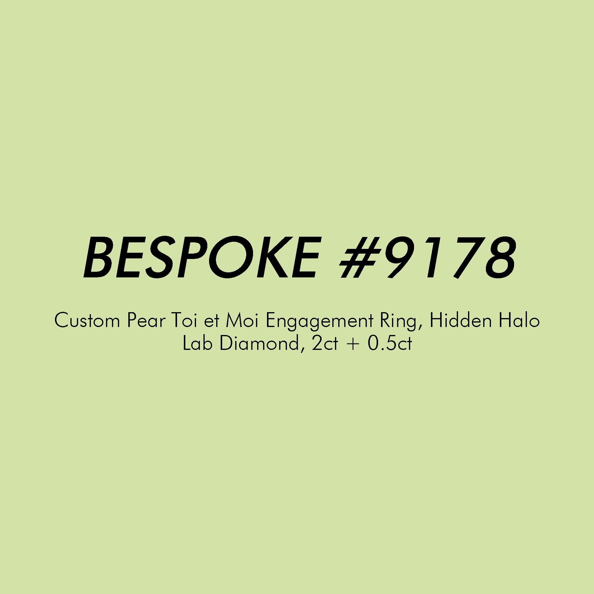 Bespoke #9178 - Custom Pear Lab Diamond Toi et Moi Engagement Ring, Hidden Halo