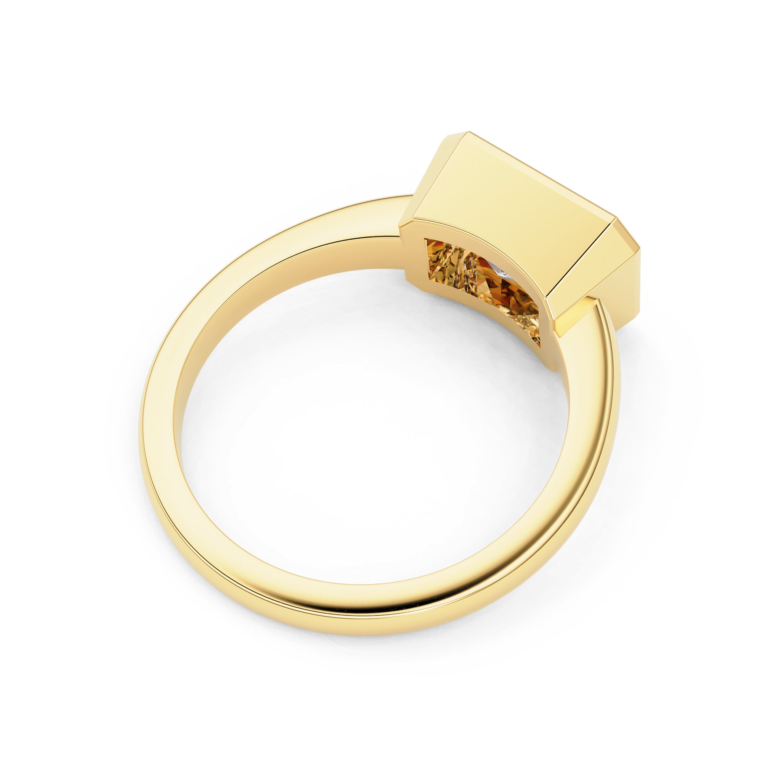 Carmen Radiant East-West Bezel Engagement Ring, Moissanite/Lab Diamond