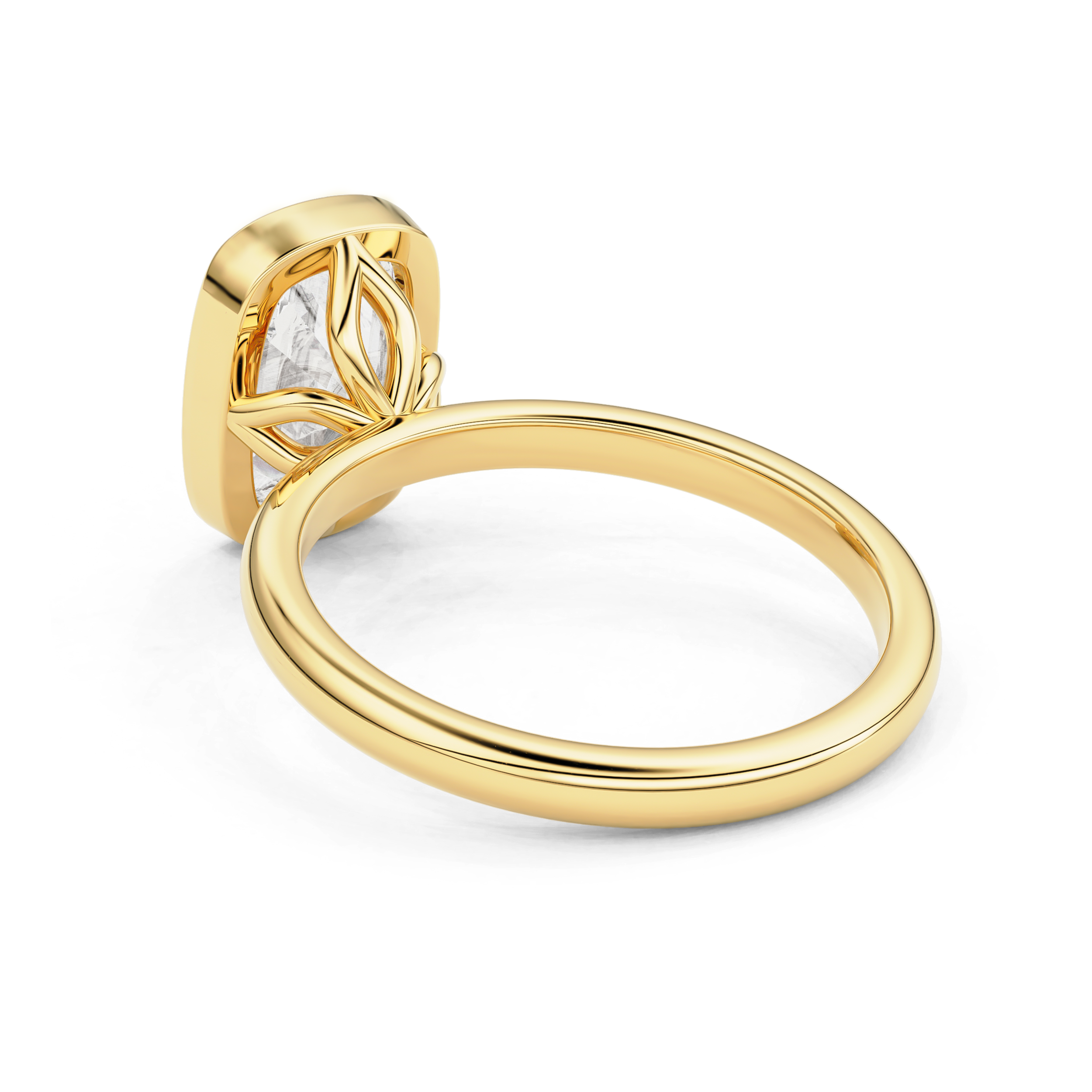 Elowen Elongated Cushion Bezel Solitaire Petal Gallery Engagement Ring