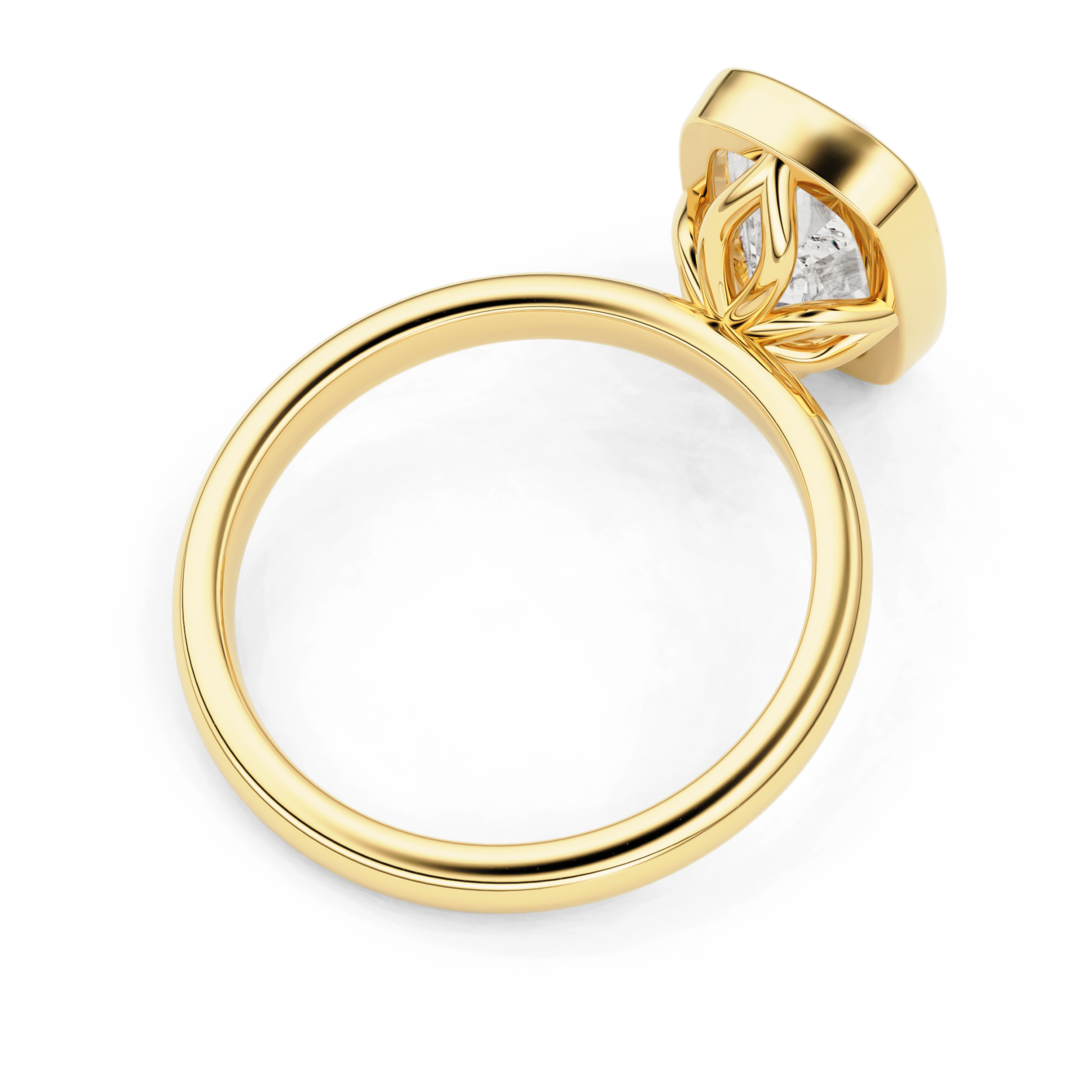 Elowen Elongated Cushion Bezel Solitaire Petal Gallery Engagement Ring