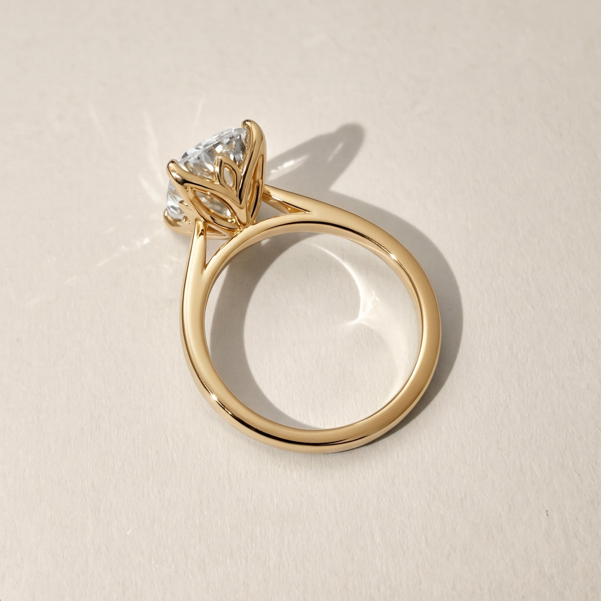 Elara Elongated Cushion Petal Prong Cathedral Engagement Ring
