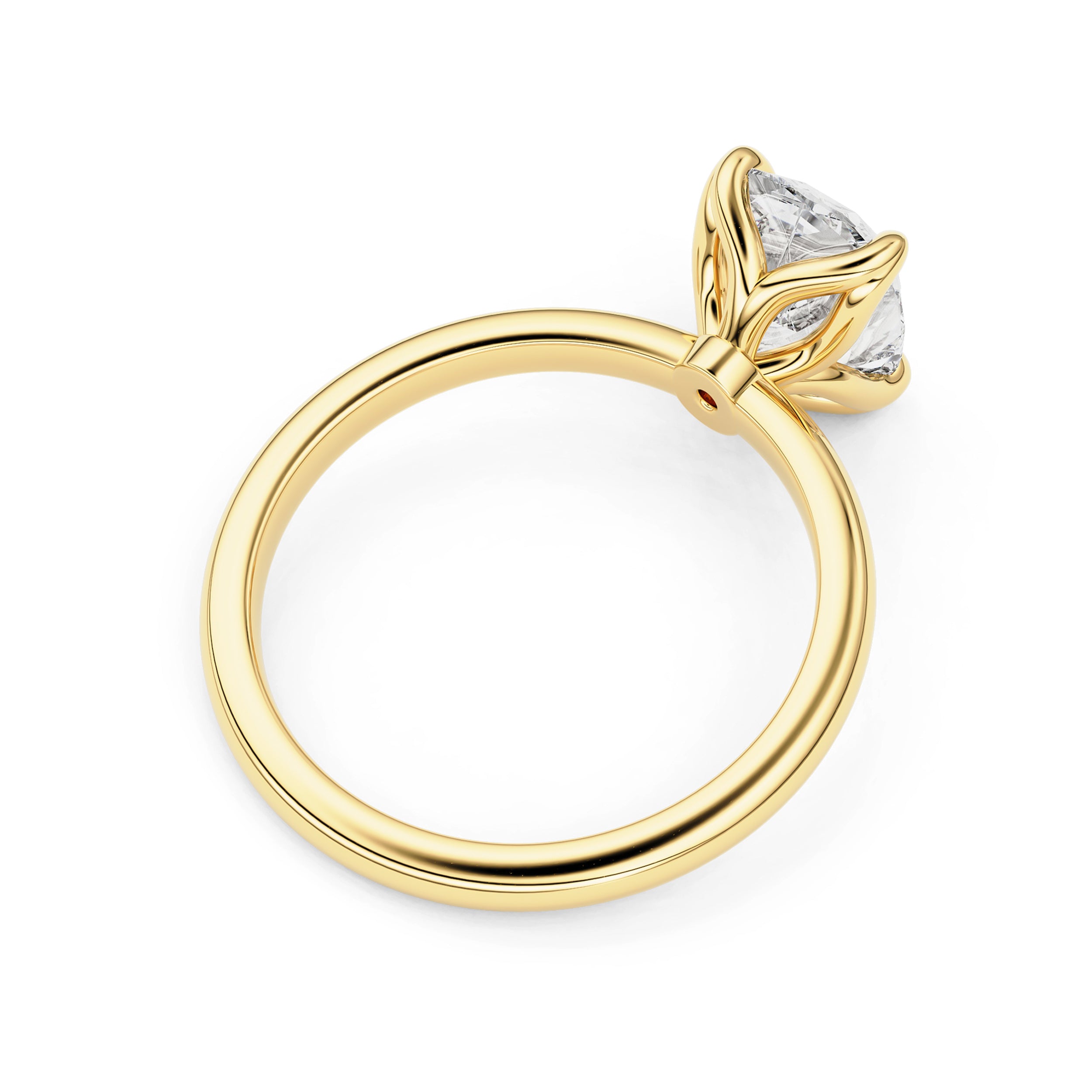 Purity Elongated Cushion Petal Solitaire Engagement Ring, Moissanite/Lab Grown Diamond