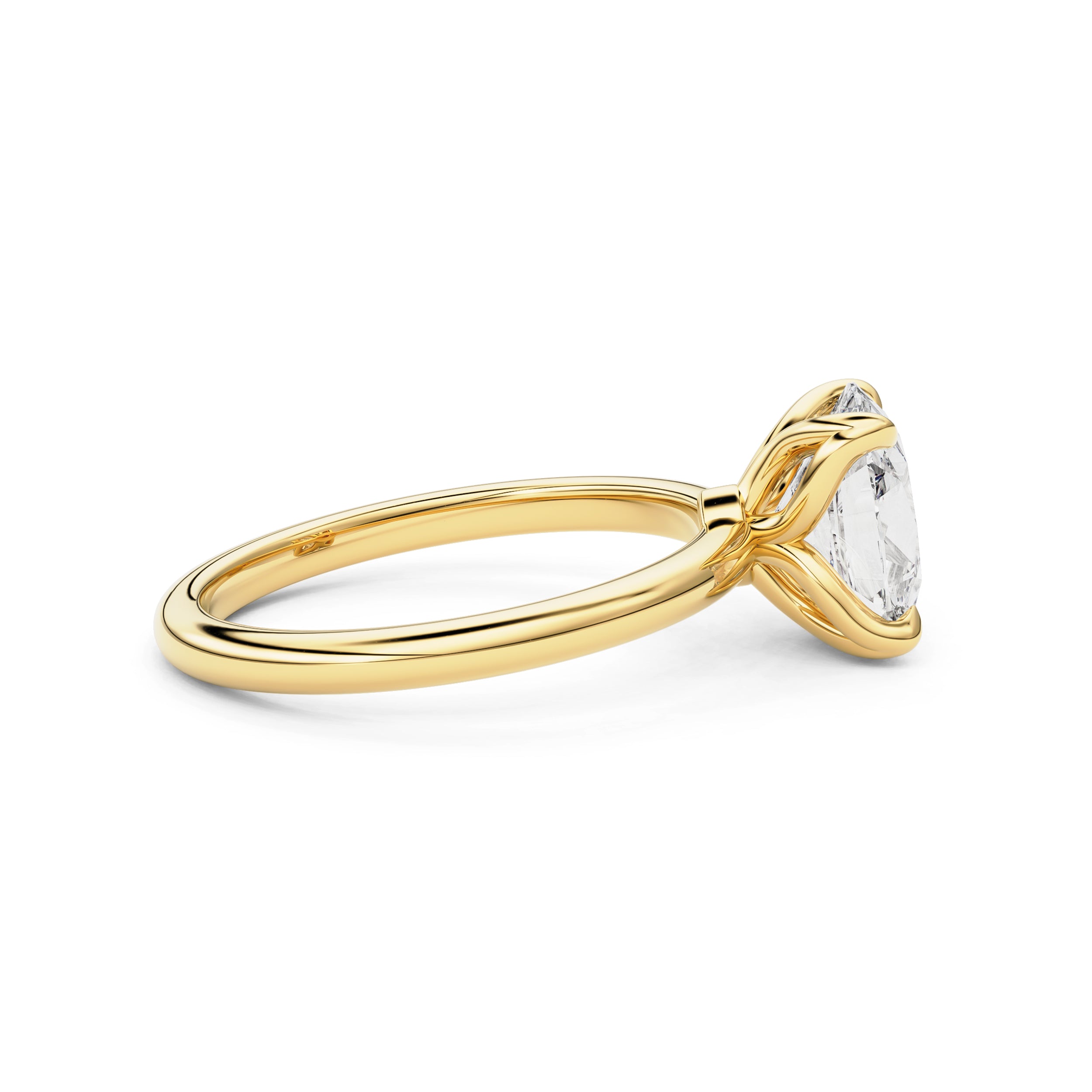 Purity Elongated Cushion Petal Solitaire Engagement Ring, Moissanite/Lab Grown Diamond
