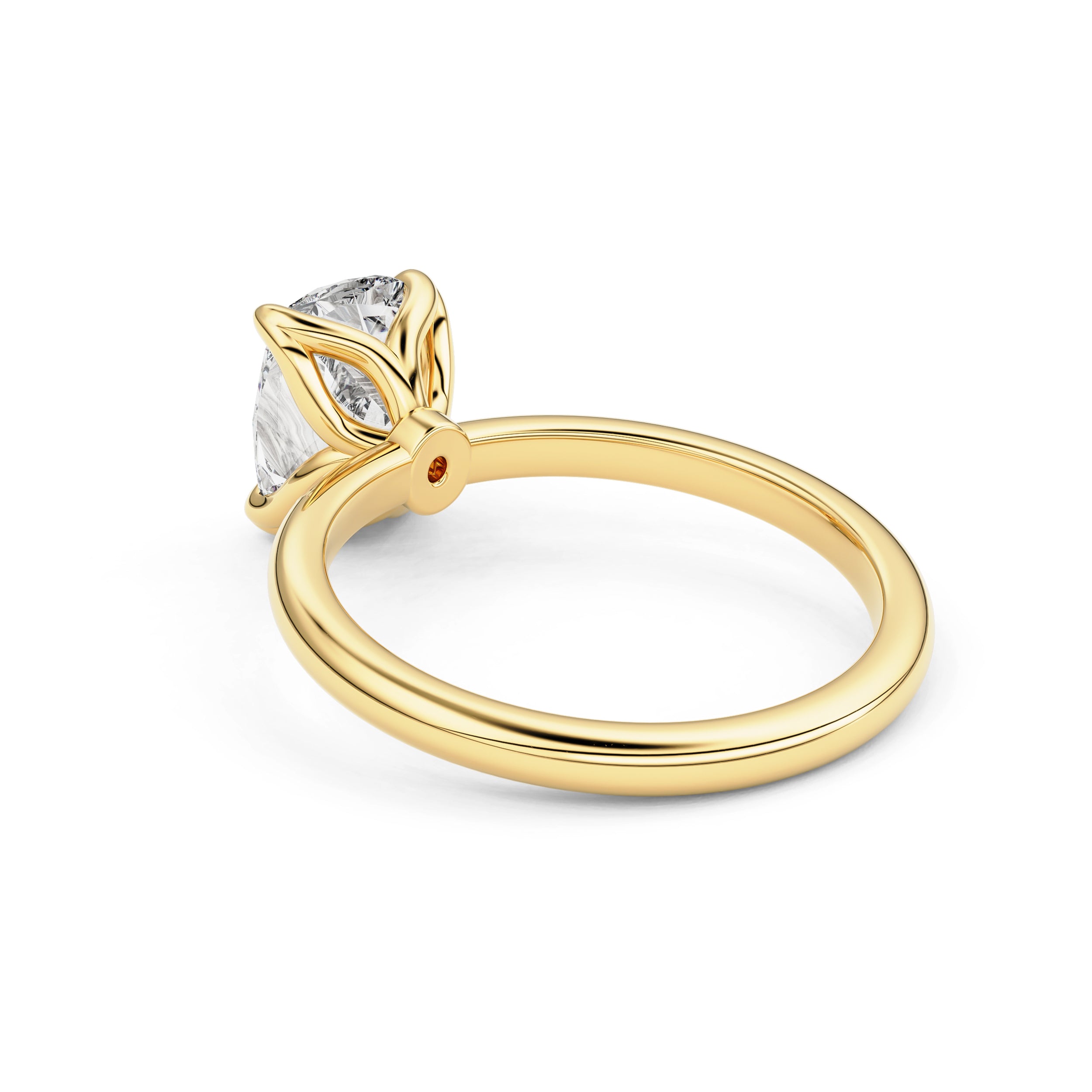 Purity Elongated Cushion Petal Solitaire Engagement Ring, Moissanite/Lab Grown Diamond