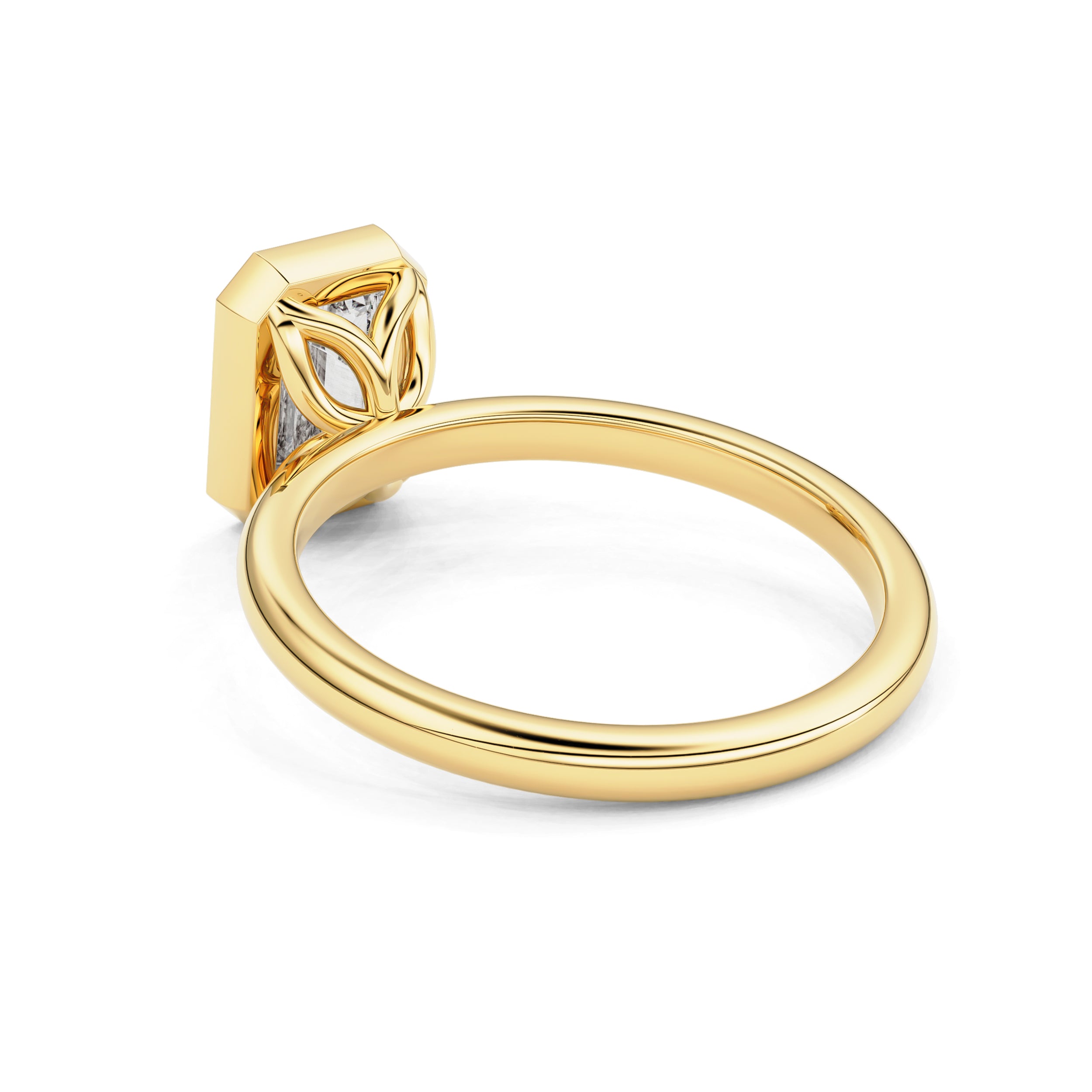 Elowen Radiant Bezel Solitaire Petal Gallery Engagement Ring