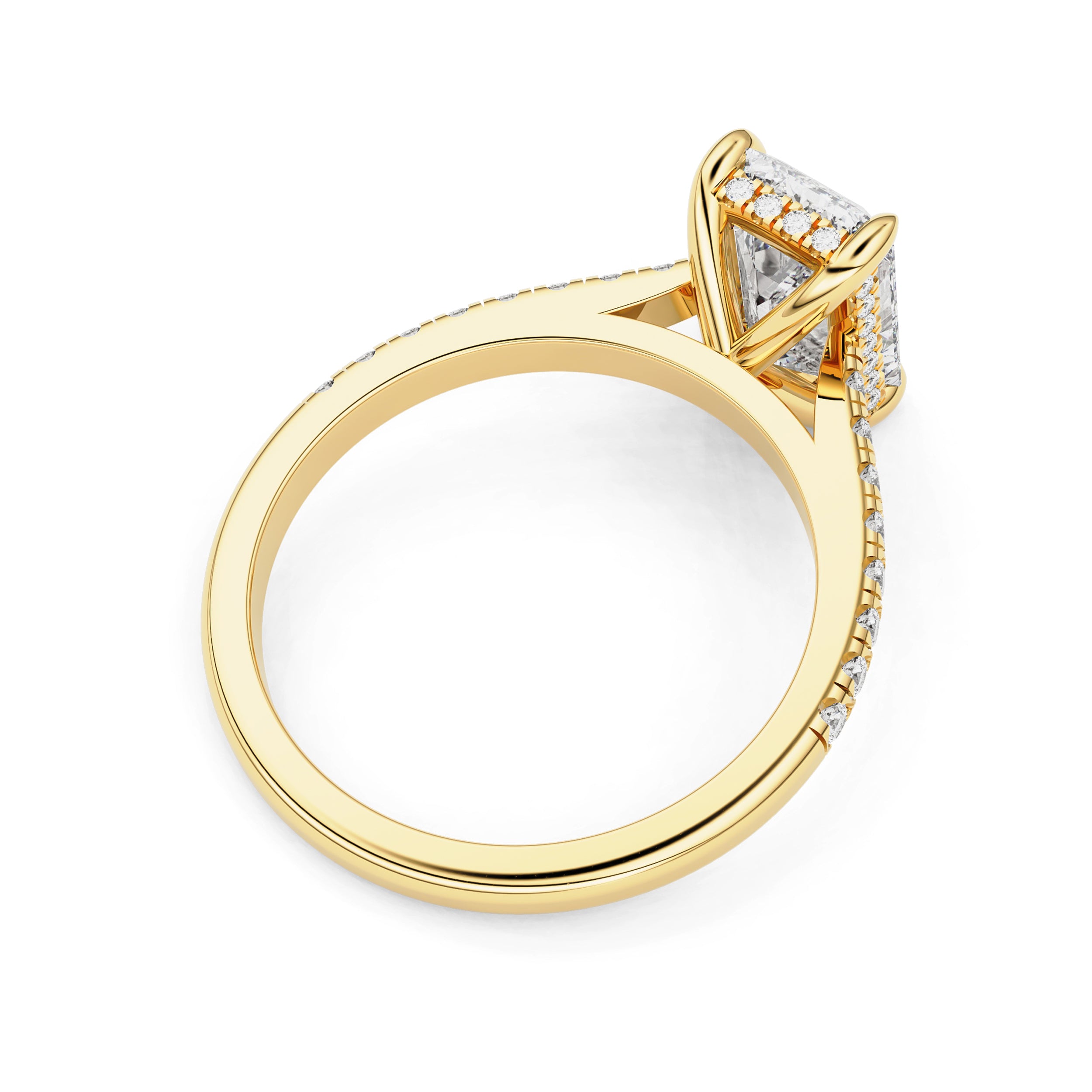 Riley Emerald Hidden Halo Engagement Ring, Moissanite/Lab Grown Diamond