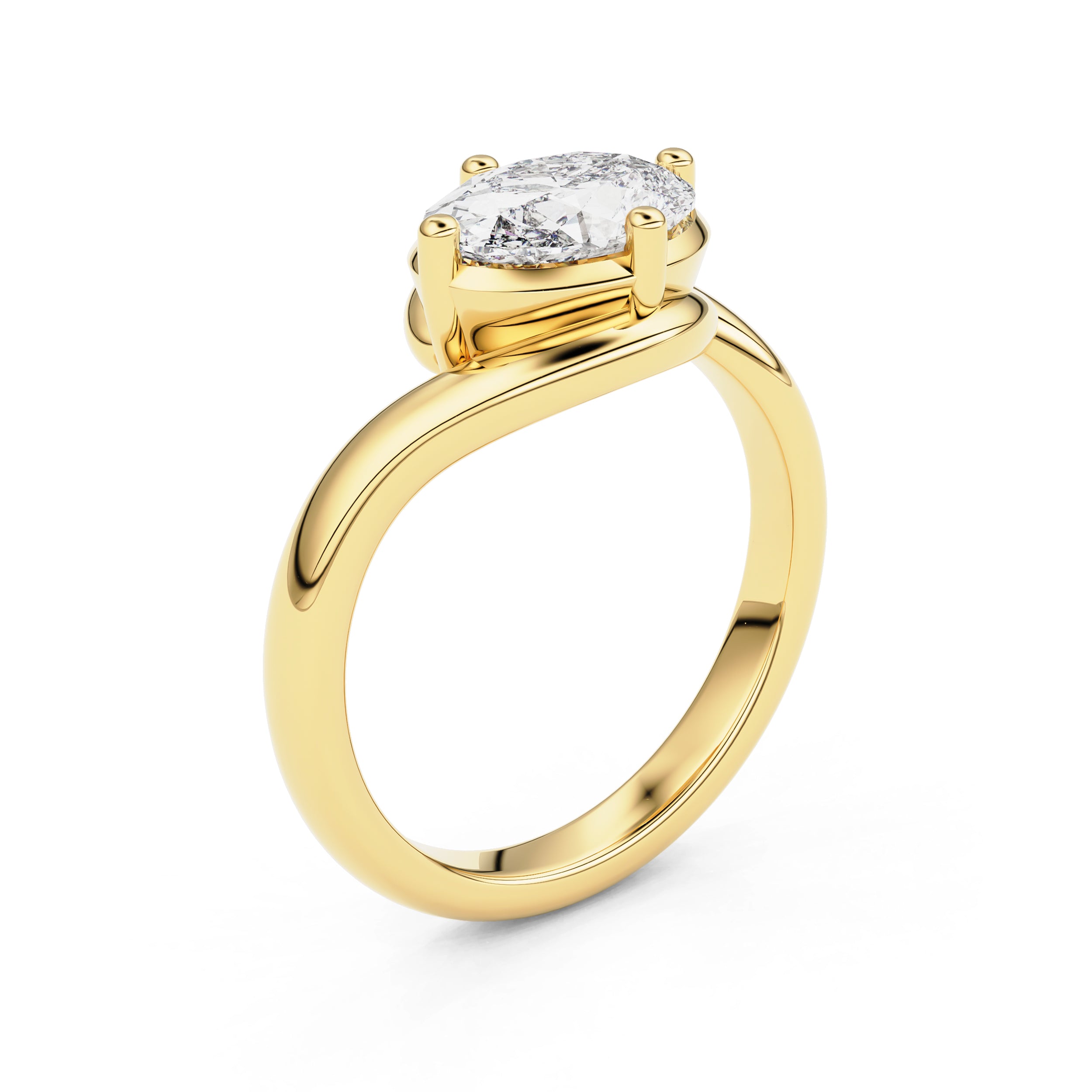 Hannah Oval Floating Bypass Solitaire Engagement Ring, Moissanite/Lab Diamond