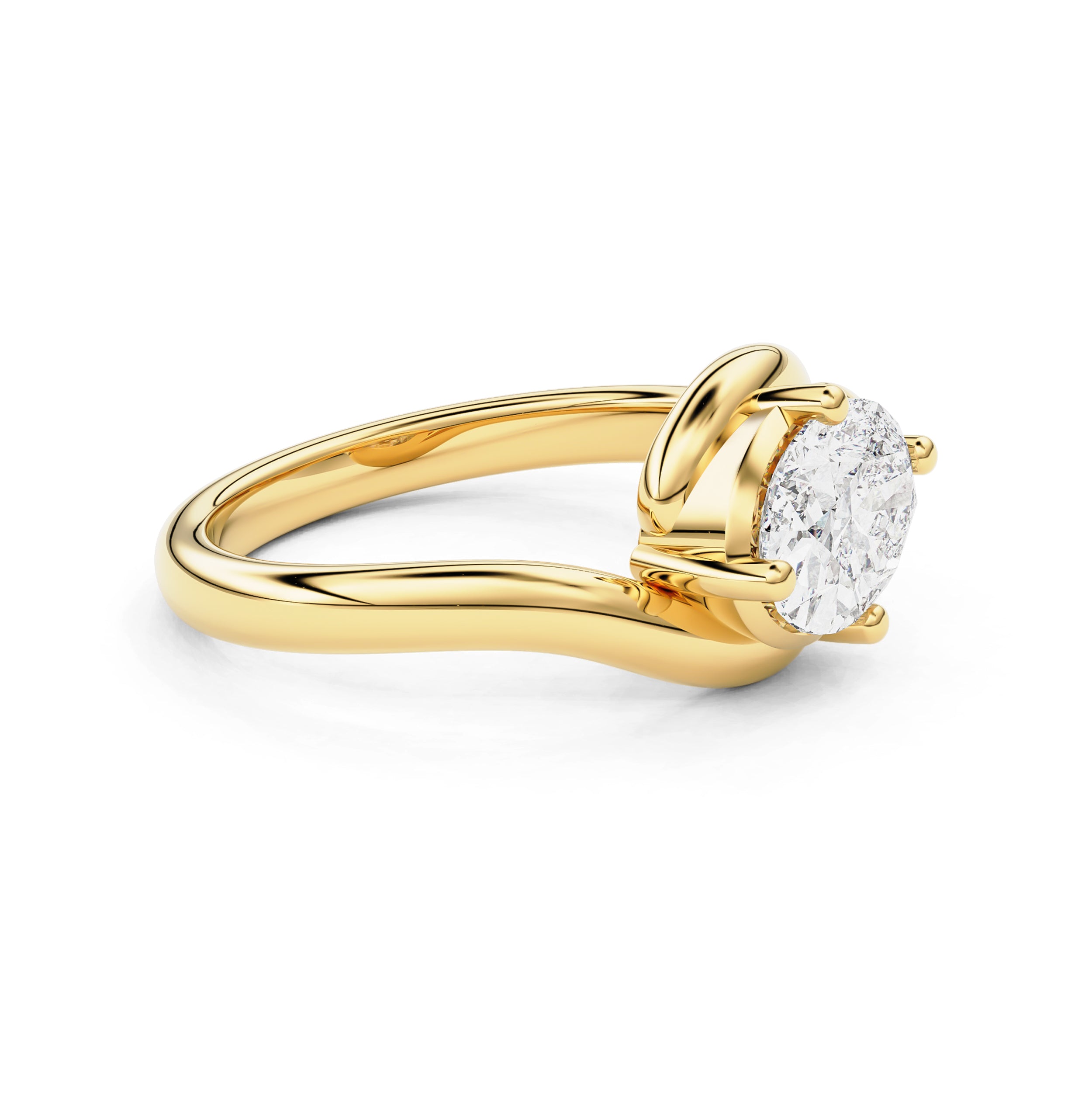 Hannah Oval Floating Bypass Solitaire Engagement Ring, Moissanite/Lab Diamond