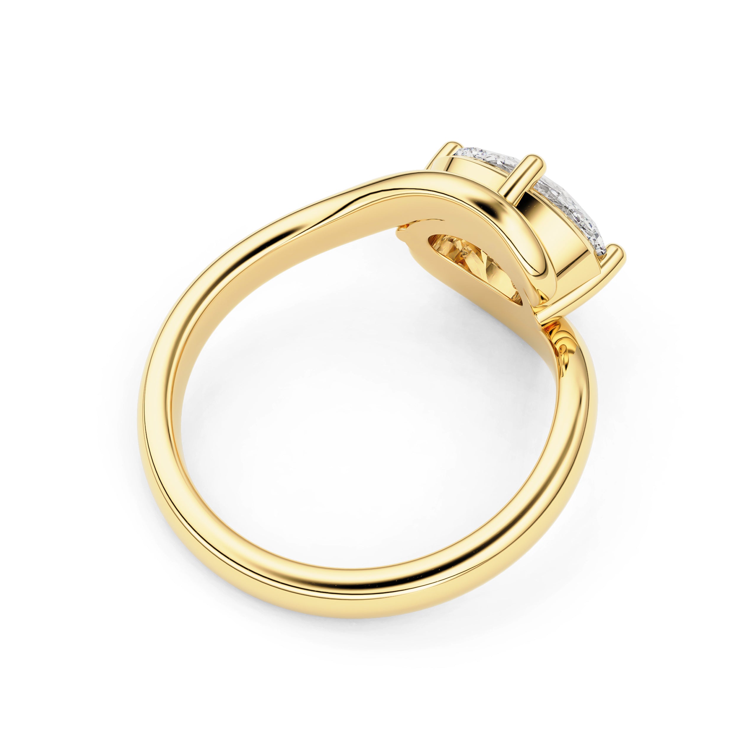 Hannah Oval Floating Bypass Solitaire Engagement Ring, Moissanite/Lab Diamond