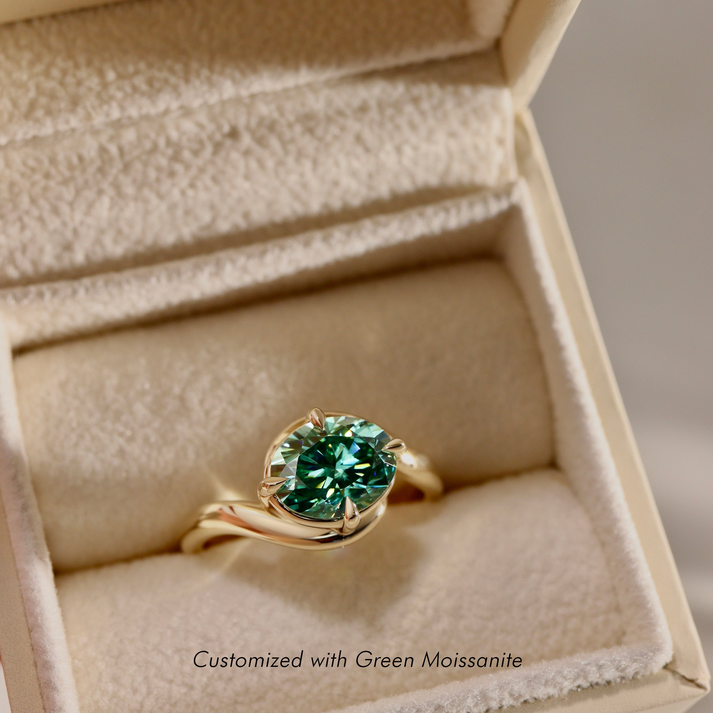 Hannah Oval Floating Bypass Solitaire Engagement Ring, Moissanite/Lab Diamond