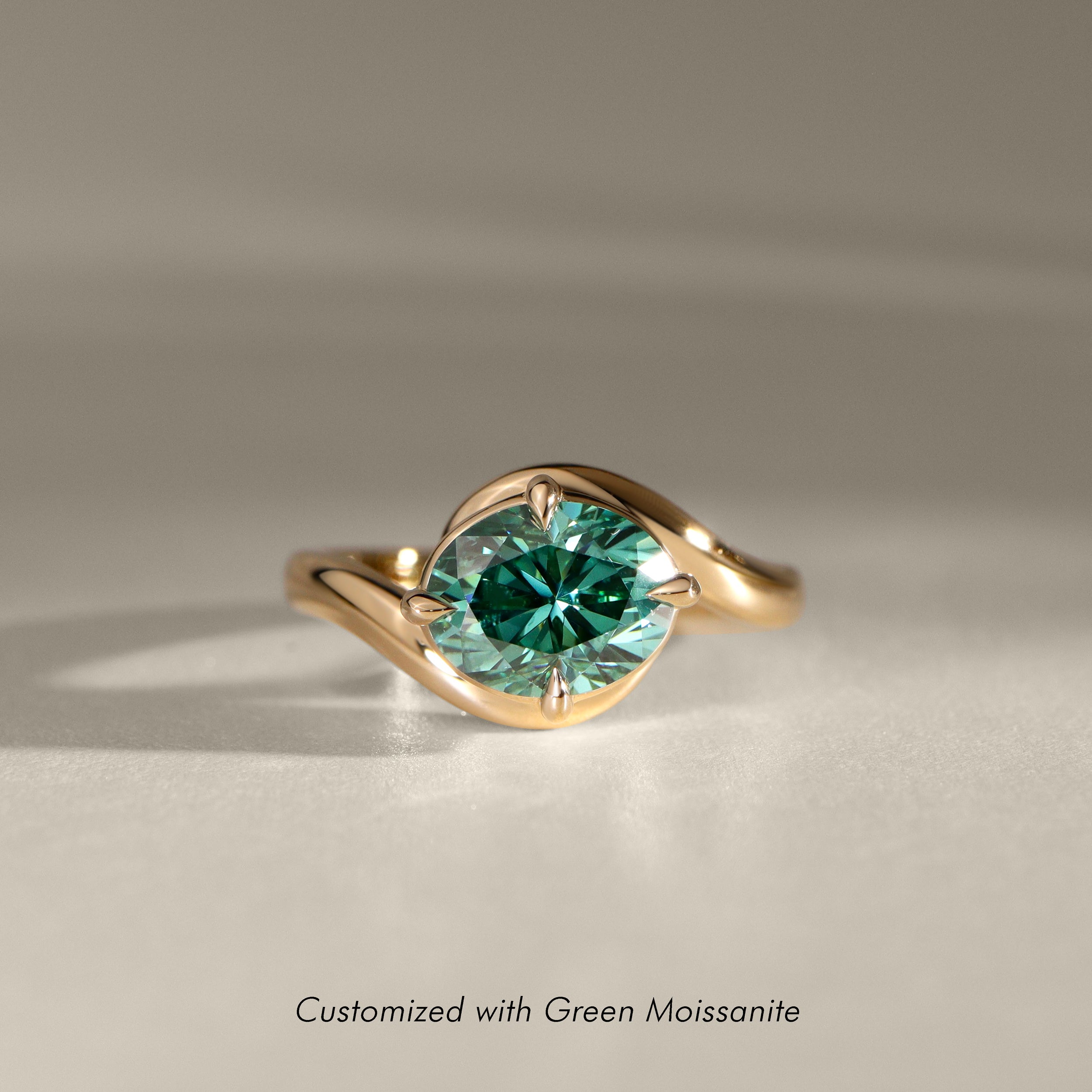 Hannah Oval Floating Bypass Solitaire Engagement Ring, Moissanite/Lab Diamond