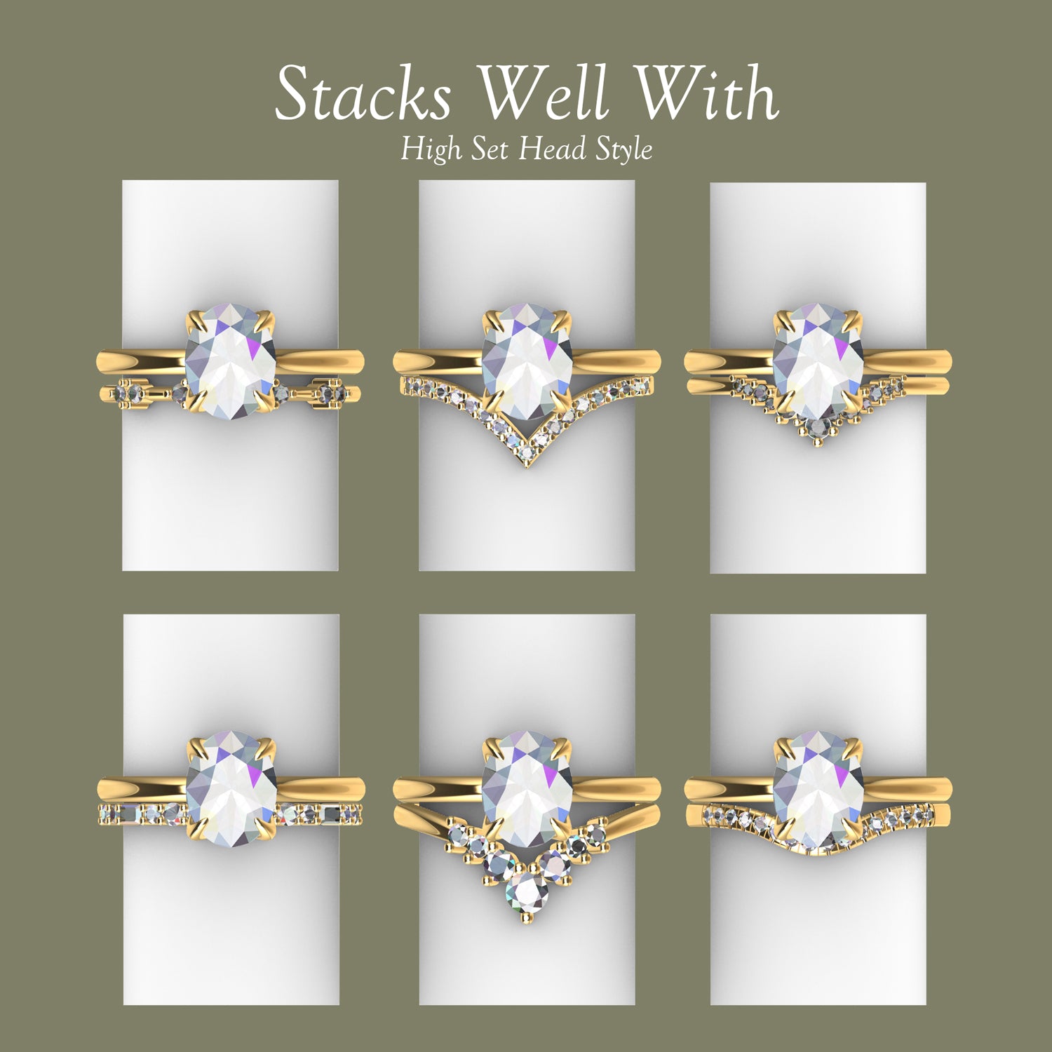 Oval Purity Petal Solitaire Engagement Ring, Moissanite/Lab Grown Diamond