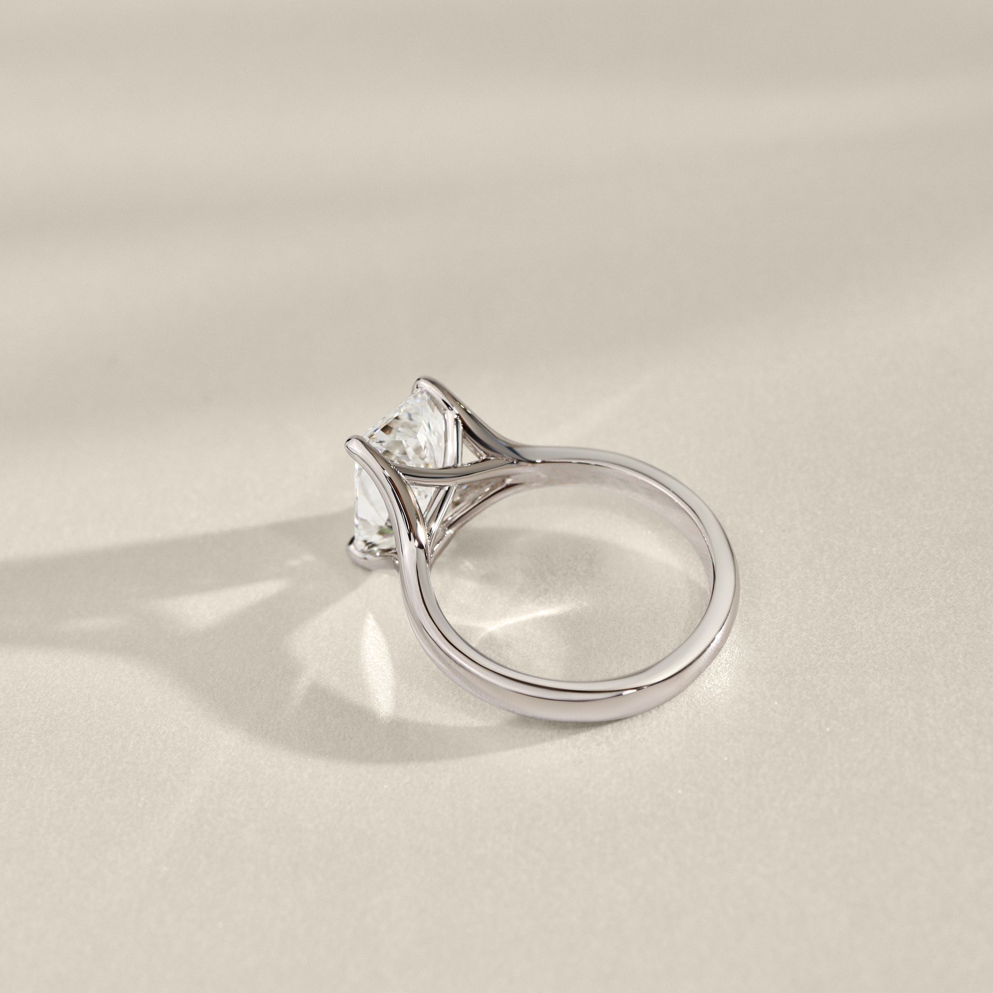 Juniper Radiant Trellis Solitaire Engagement Ring, Moissanite/Lab Grown Diamond