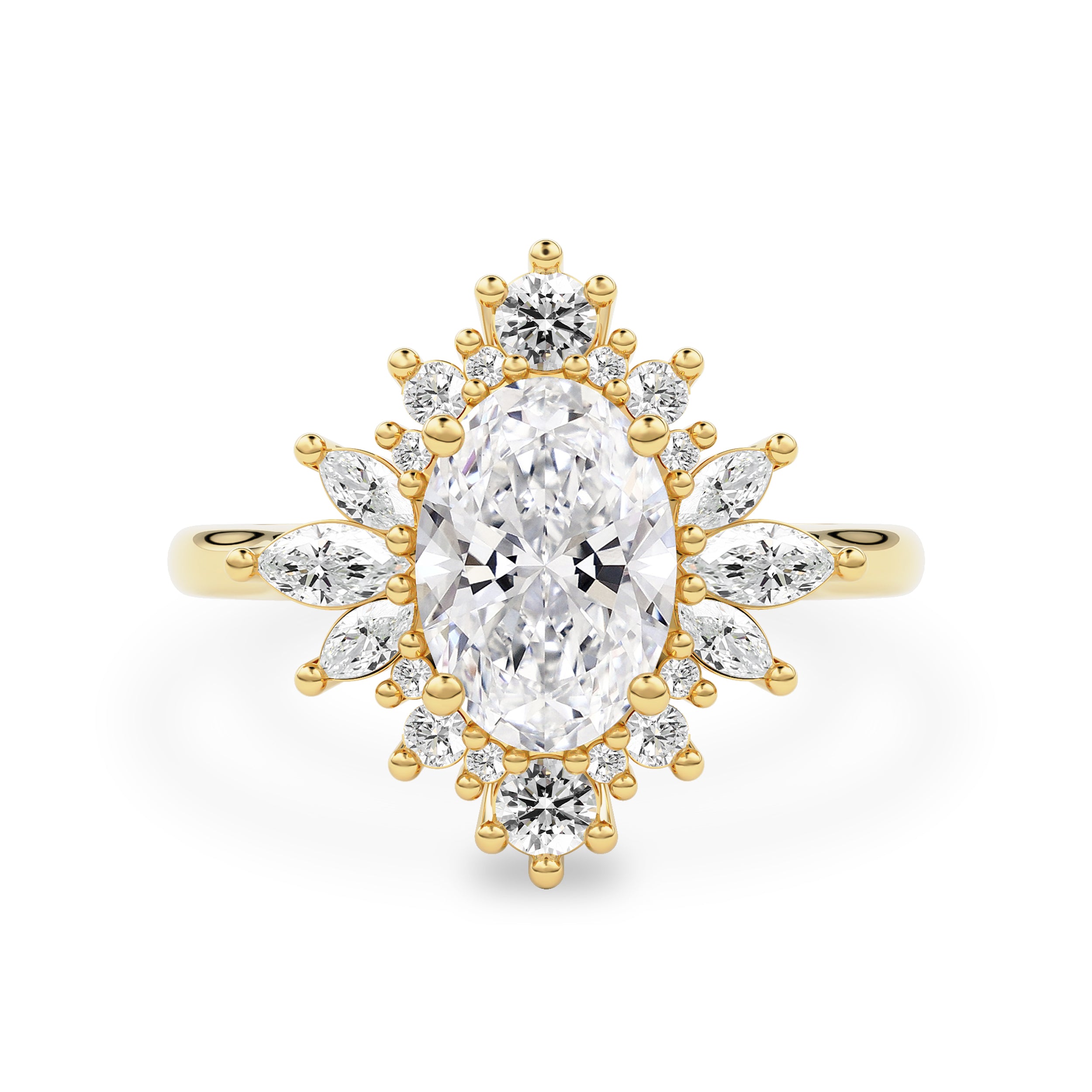 Mila Wings Halo Engagement Ring, Oval With Marquise